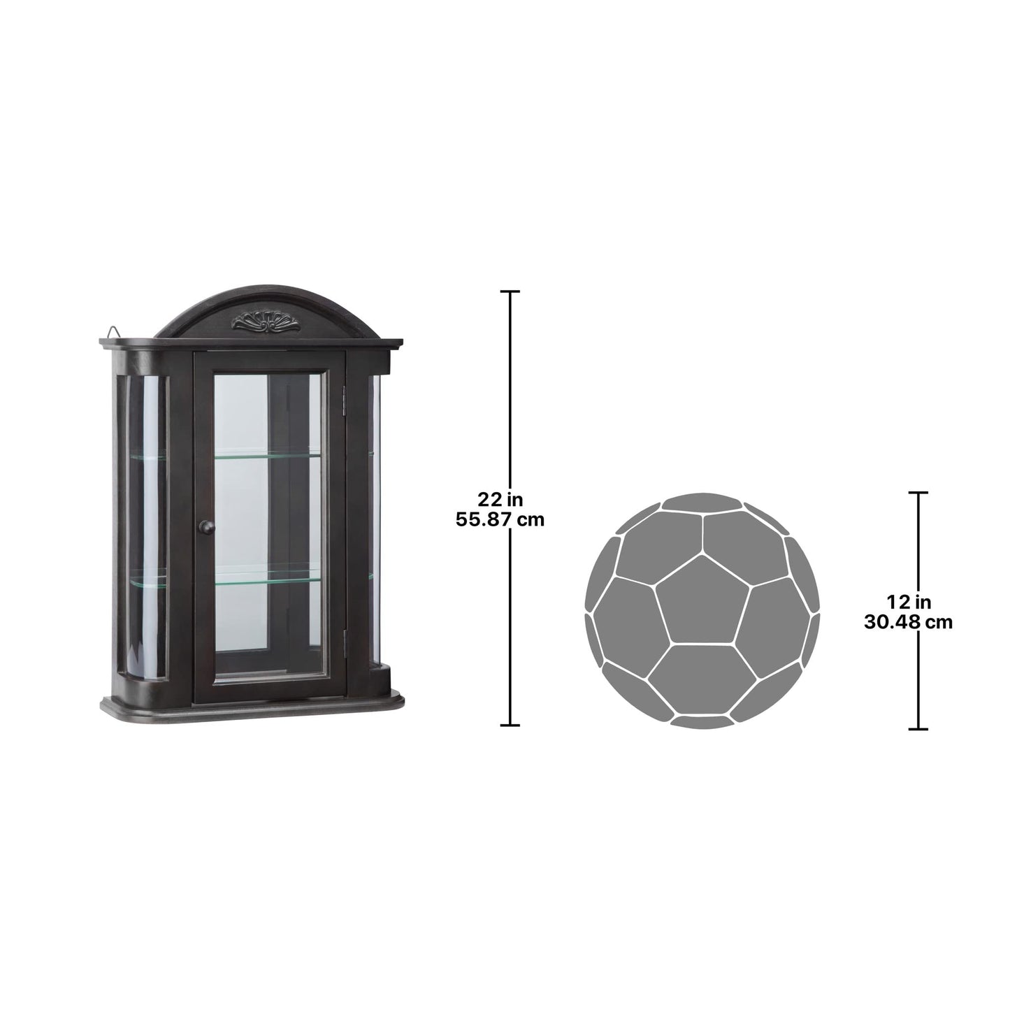 Design Toscano Rosedale Wall Curio Cabinet, Ebony Black