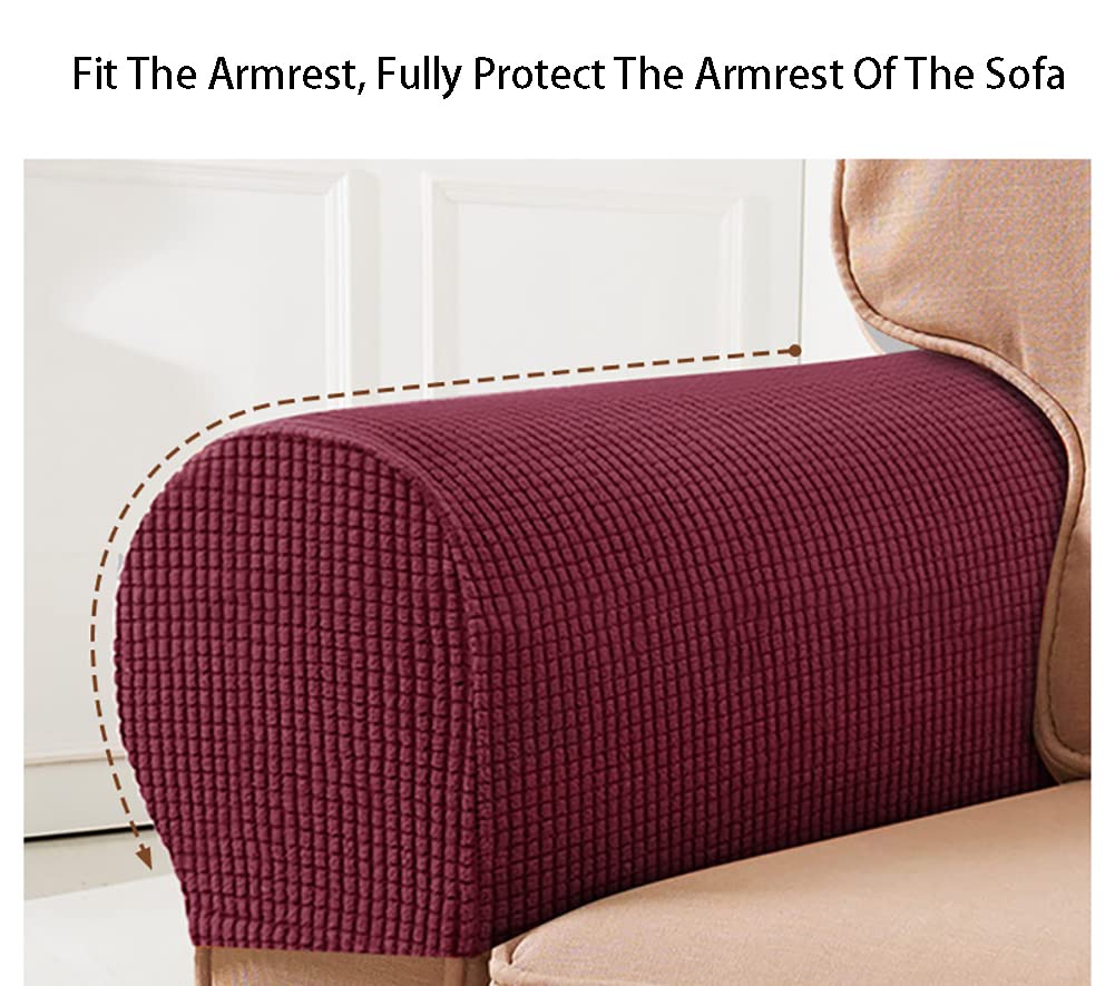 LINGXIYA Soft Stretch Plush Armrest Cover, Spandex Armrest Covers for Chairs/Sofas, Couch Arm Cover, Furniture Protector Armchair Slipcovers for Recliner, Set of 2