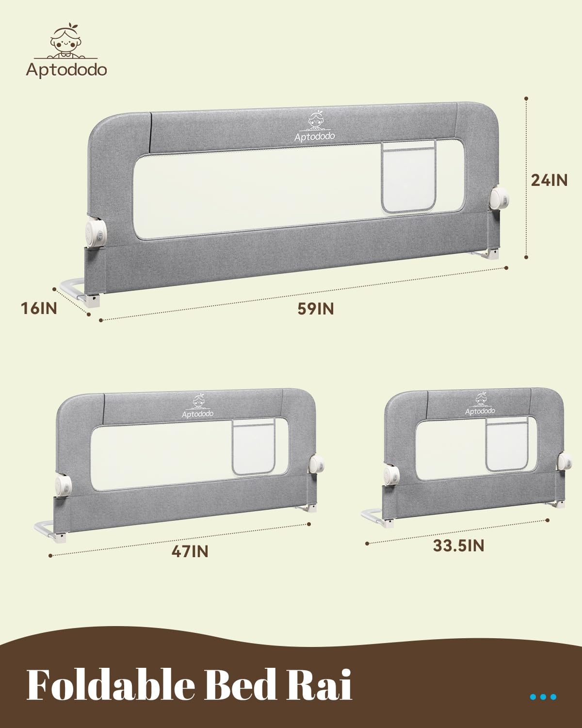 Aptododo 59" Upgraded Bed Rail for Toddlers with U-Shape Base, Toddler Bed Rails with More Stable and Secure, Fit for Twin, Full, Queen Size Bed,High/Low Mattresses, Box/Platform Bed