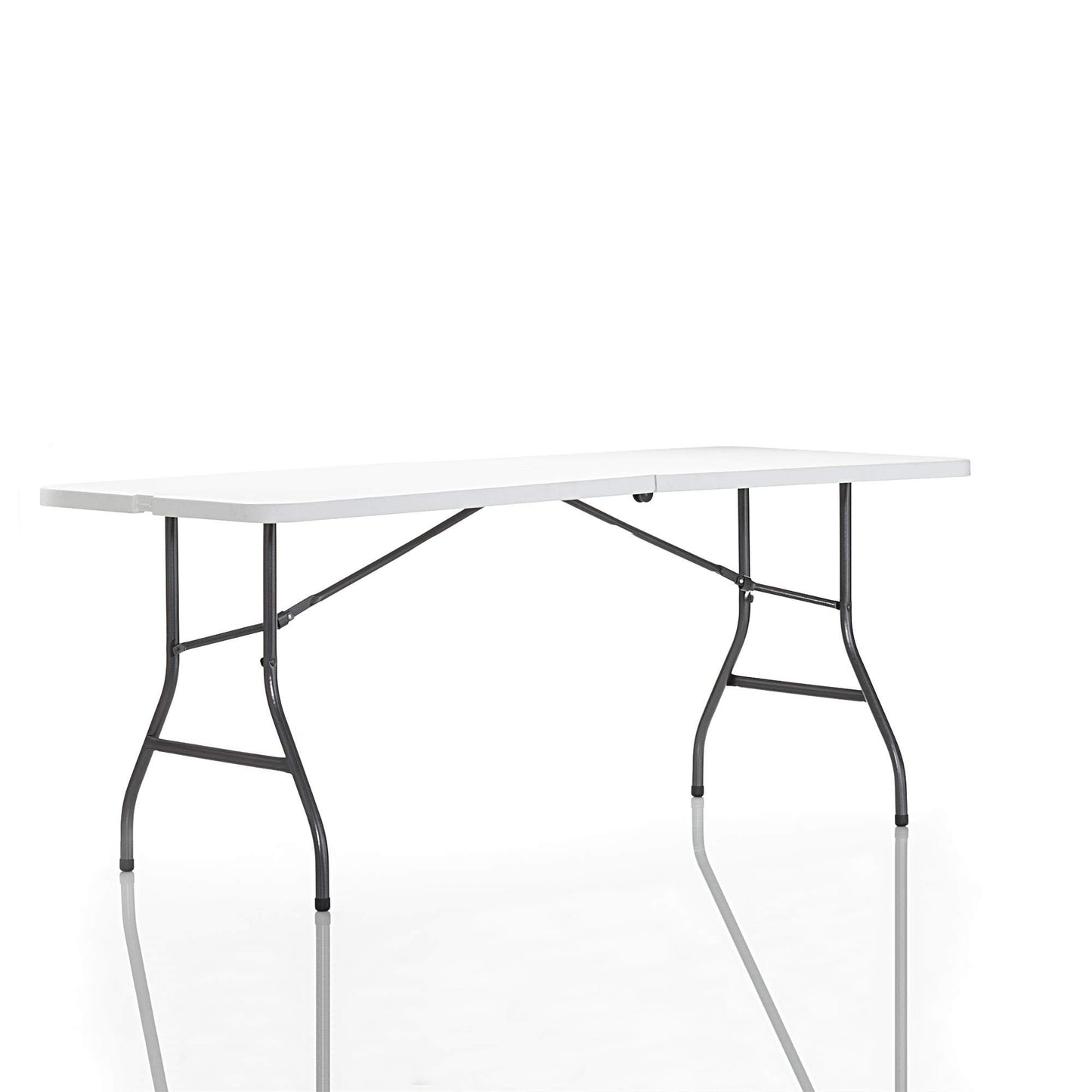 Cosco 6ft Fold-in-Half Blow Molded Folding Table, Indoor/Outdoor, Comfort Handle, Lightweight Plastic Construction - White