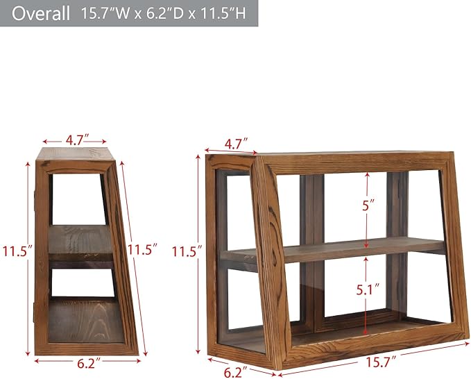 MOOCA Wood and Glass Display Case, Double Door