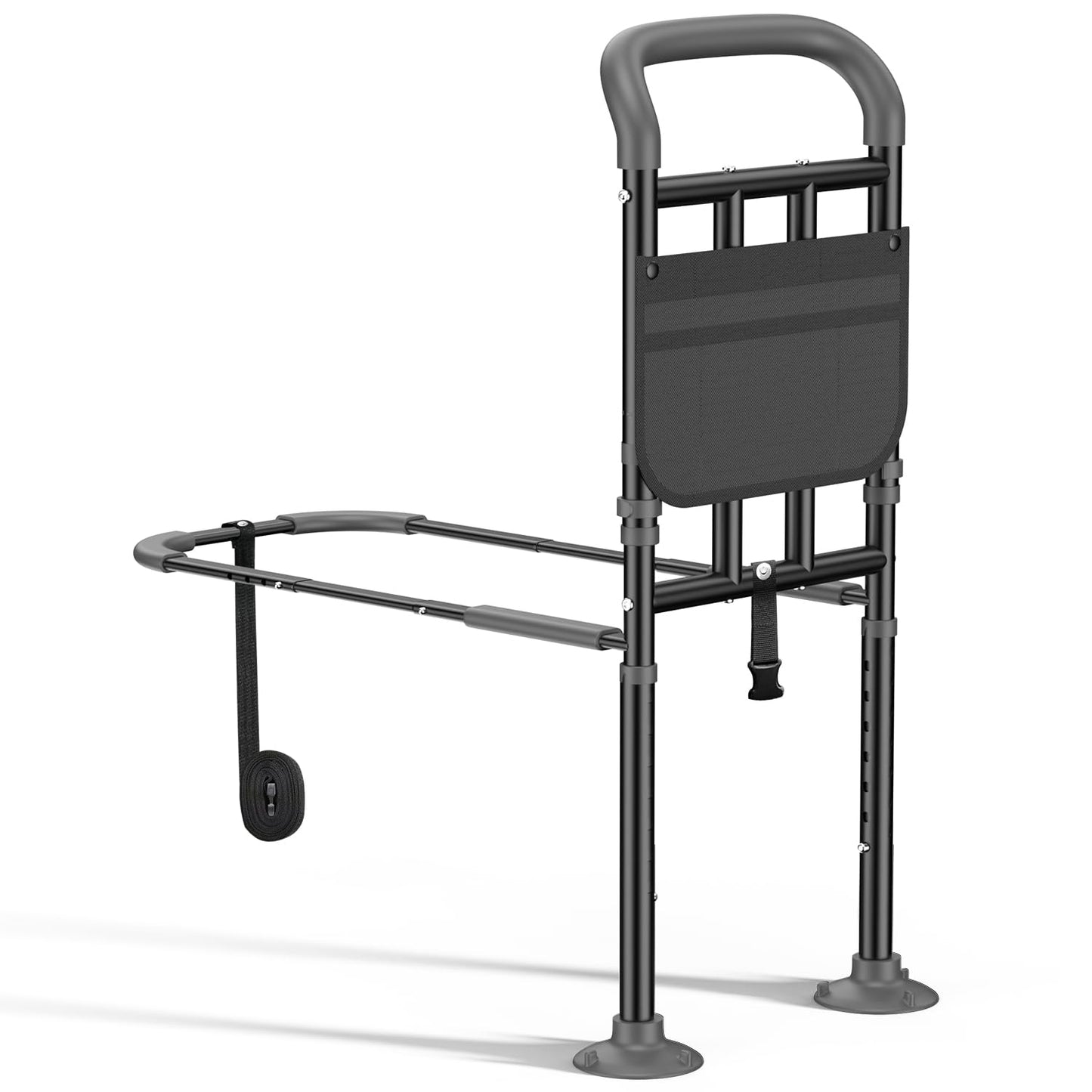 Bed Rails for Elderly Adults Safety with Ergonomic Padded Handle, ASTM Approved Adjustable Bed Assist Rail for Seniors, 400lb Weight Capacity, Fixing Strap&Storage Pocket, Fits Twin/Full/Queen/King
