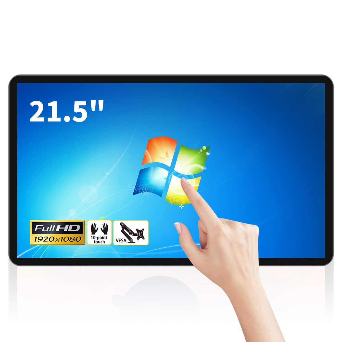 TouchWo 21.5 inch Touch Screen Industrial PC, i7, 8GB RAM, 512G ROM, 16:9 FHD 1080P, Win-11 Pro, Smart Board for Classroom, Meeting & Game, USB, VGA & HD-MI Monitor