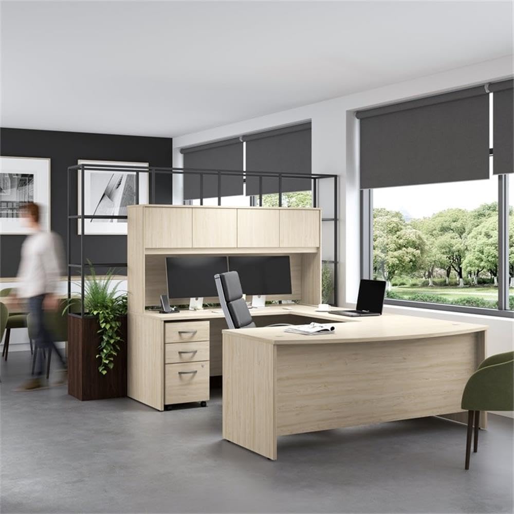 Bush Business Furniture Studio C Office Storage Cabinet with Drawers and Shelves in Natural Elm, Organization for Home or Professional Workspace
