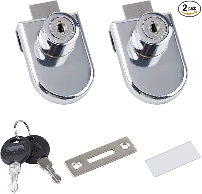 2Pcs Glass Cabinet Lock with Keys, Display Case Lock