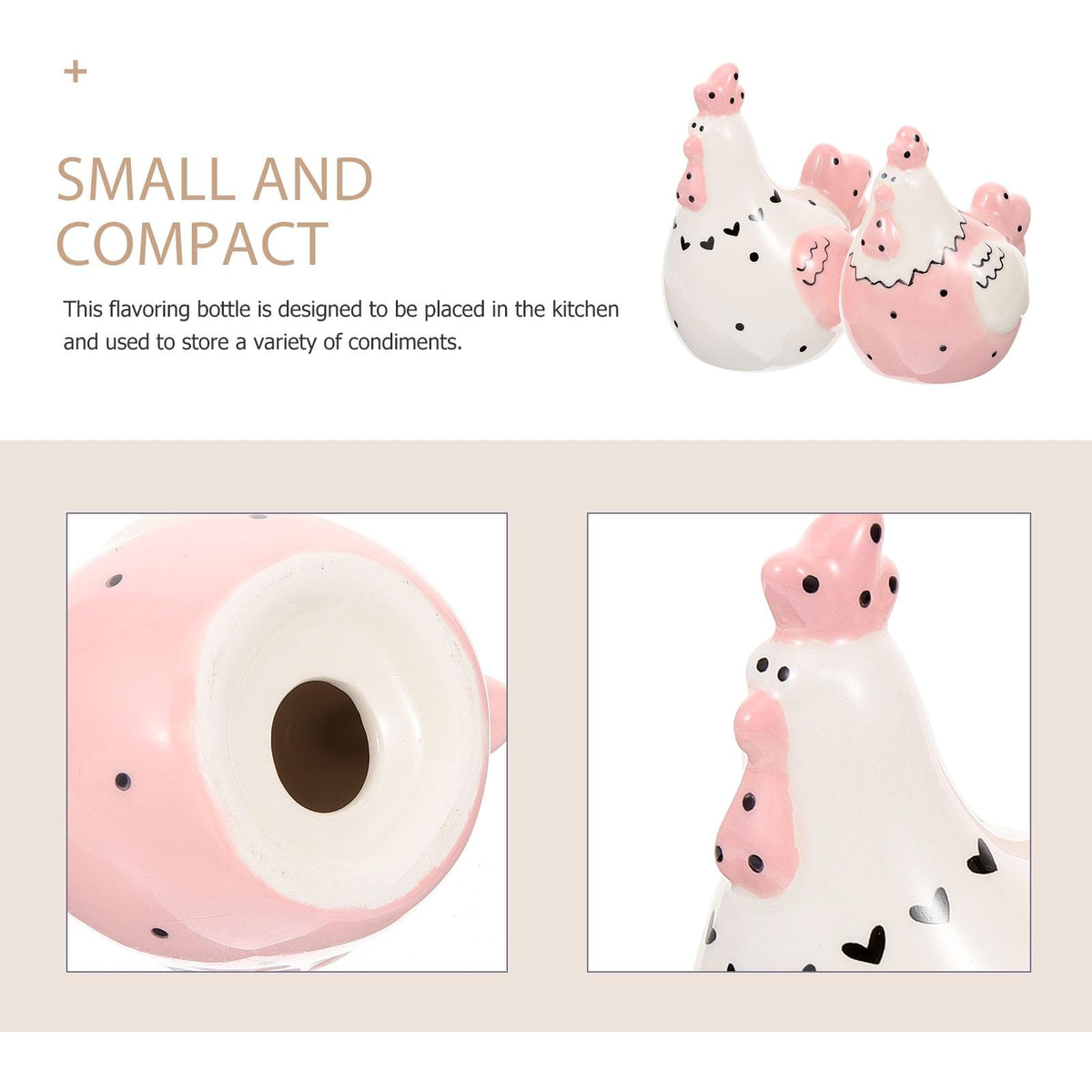 Luxshiny 2pcs Ceramic and Pepper Shaker Set Salt Box Easter Chicken Canister Set Hen Shape Sugar Bowl Seasoning Bottle Dining Table Accessory for Easter Party