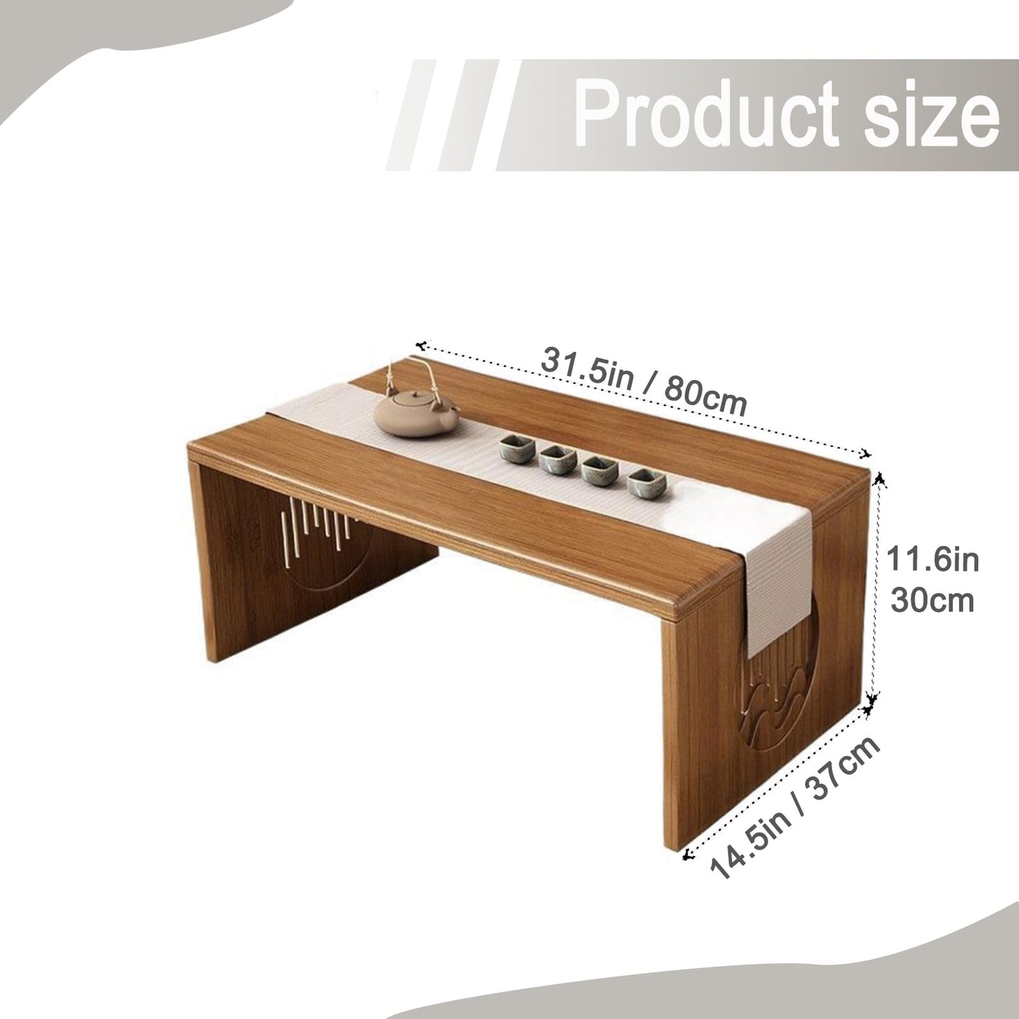 XIMSPHY Japanese Floor Table, Bamboo Folding Coffee Table for Sitting on The Floor, No Assembly Small Low Tables for Dinning Tea Room, Zen Living Room(Brown, 80CM)