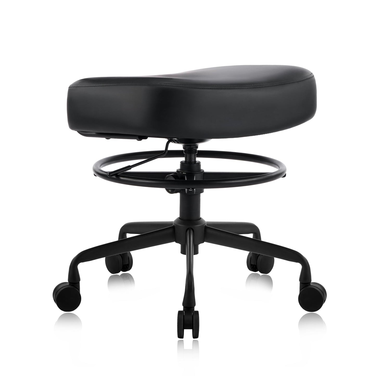 DR.LOMILOMI Pneumatic Swivel Rolling Saddle Stool 504 Kalea with Adjustable Foot Ring for Clinic SPA Tattoo and Home (Black, Standard)