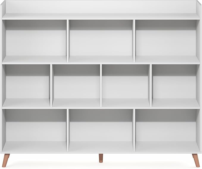 Furinno Claude Book Shelf, 10-Cube Mid Century Style Bookshelf, Storage