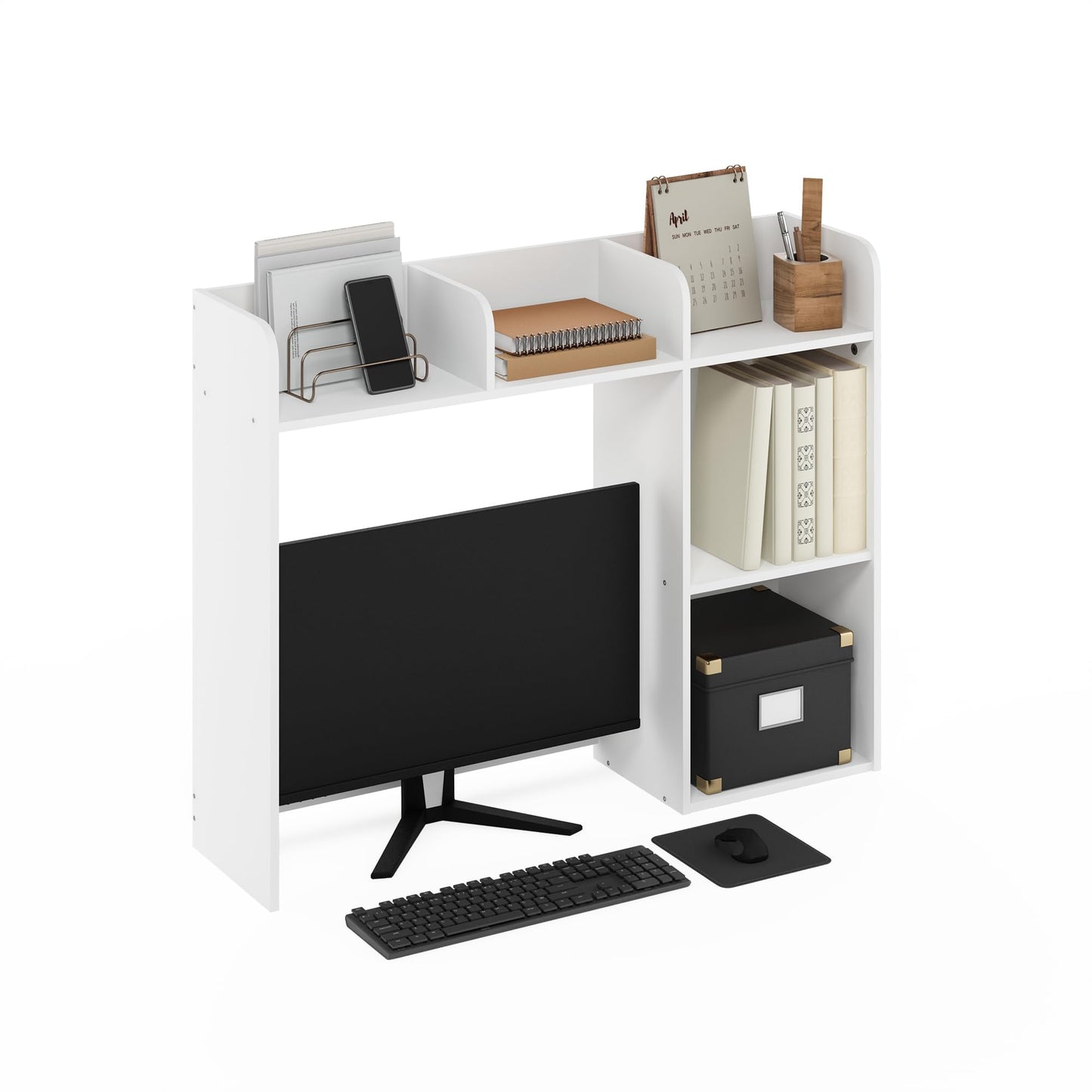 Furinno Classic Desk Shelf, 5-Shelf Desktop Hutch, Book Shelf, 3-Tier Desk Organzier, for Office Supplies, Office Desk Accessories, for Home Office, College, Dorm, Espresso