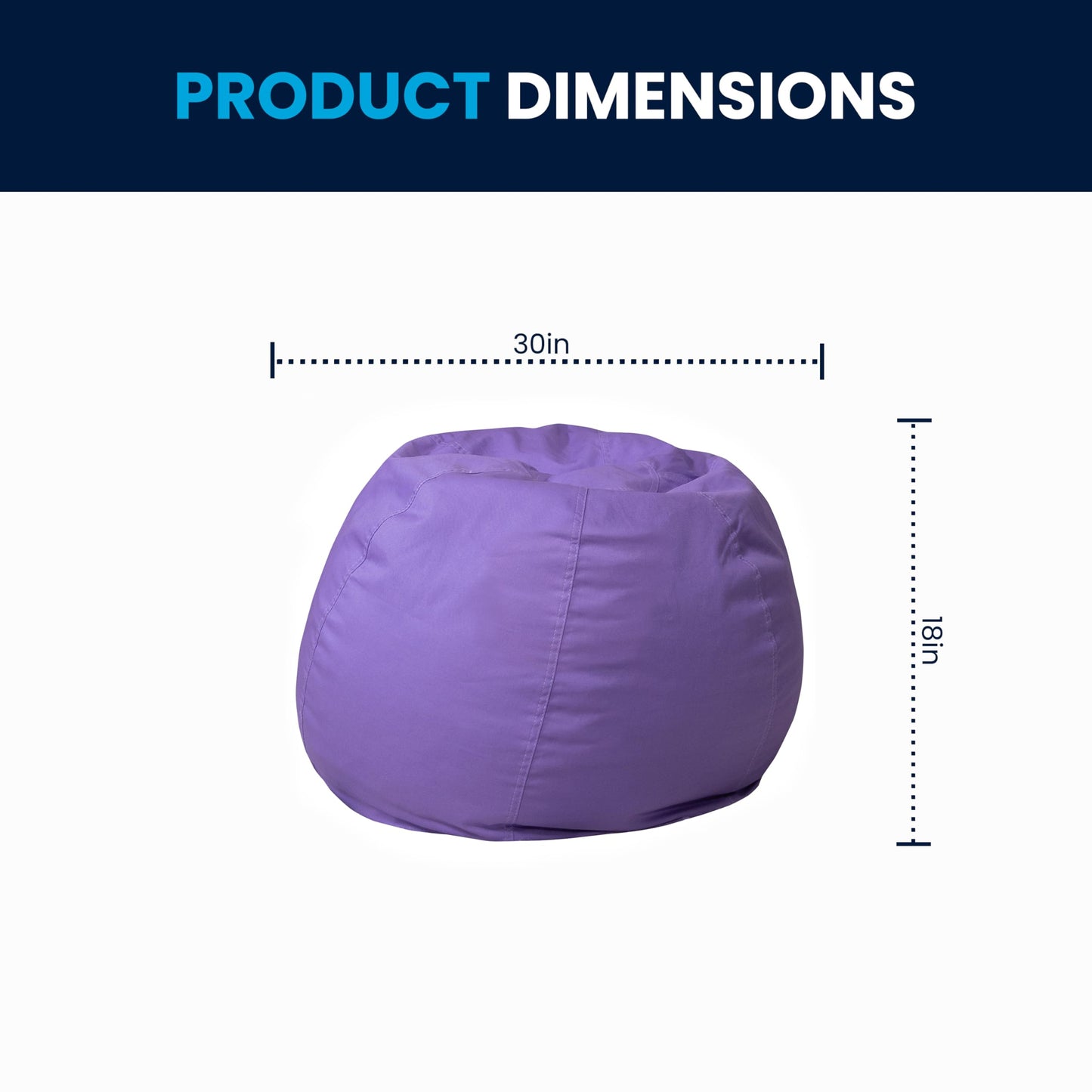 Flash Furniture Dillon Small Bean Bag Chair for Kids and Teens, Foam-Filled Beanbag Chair with Machine Washable Cover, Purple