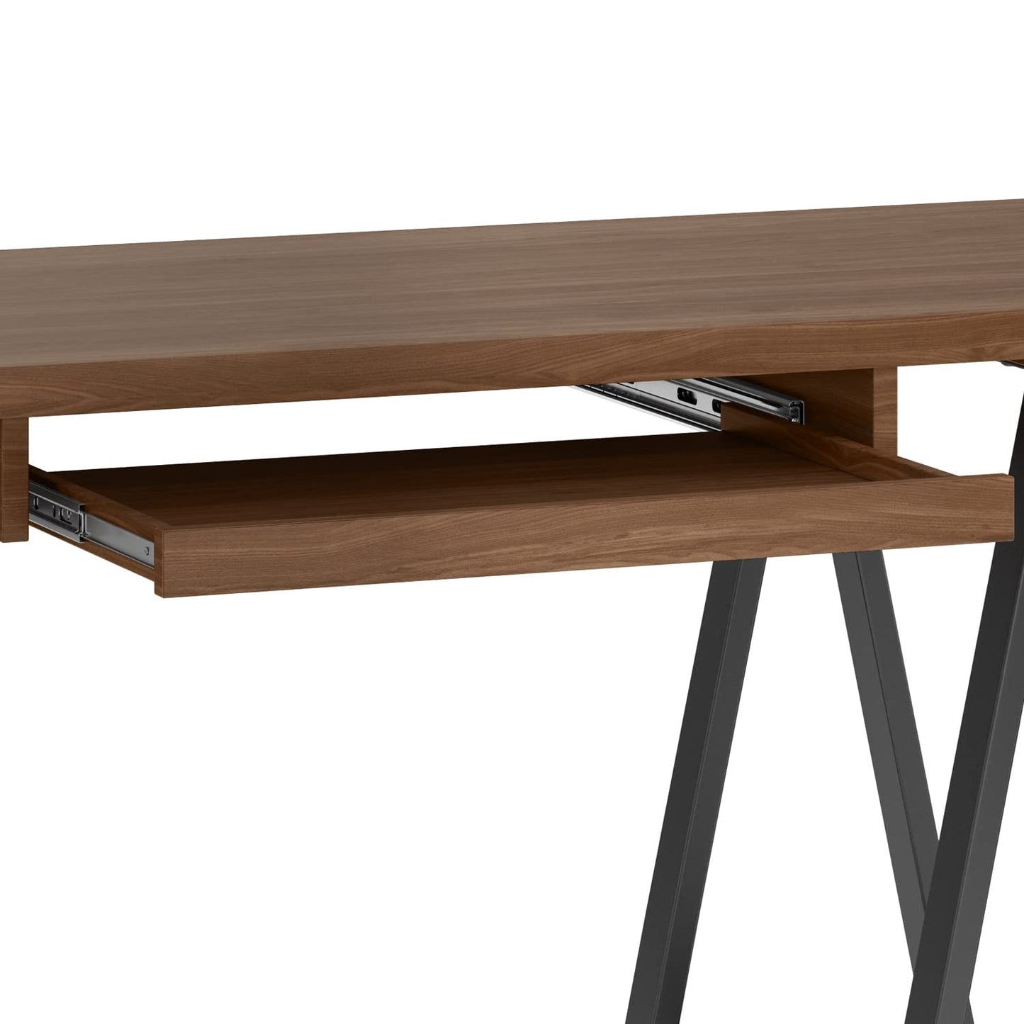 SIMPLIHOME Sawhorse Industrial 60 inch Wide SOLID WALNUT WOOD and Metal Desk in Walnut for the Office Desk, Writing Table, Workstation and Study Table