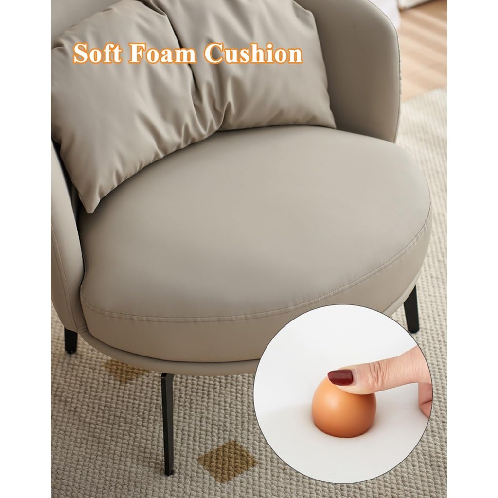 LEIYTFE Nordic Padded Cushion Accent Chair for Living Room,Mid Century Armchair with Arc Back,Lounge Reading Chairs Soft Pillow,Single Sofa Chair for Balcony(Green)