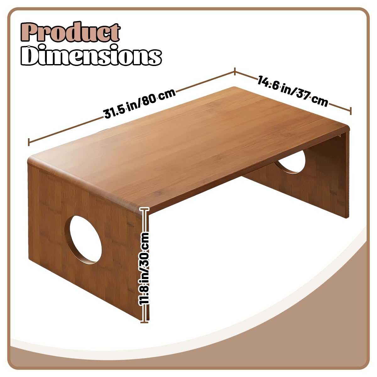 Zansens Foldable Low Coffee Tables,Japanese Folding Floor Table,Bamboo Floor Table Desk,Low Tea Table,Portable Coffee Tables with No Assembly Required,for Tea Rooms, Restaurants,Office