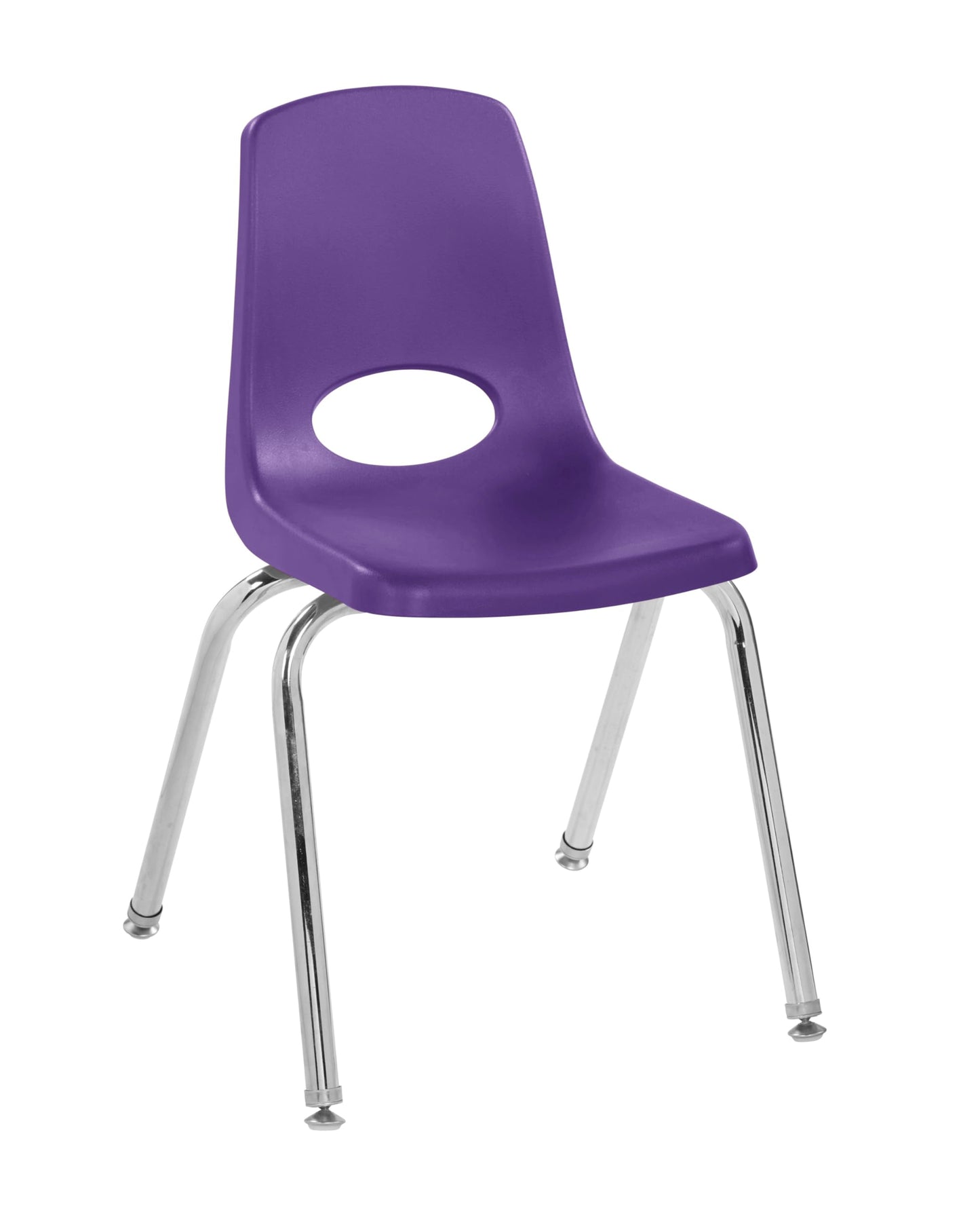 FDP 16" School Stack Chair, Stacking Student Seat with Chromed Steel Legs and Swivel Glides for Classroom, Homeschool or Office - Purple, 11560-PU