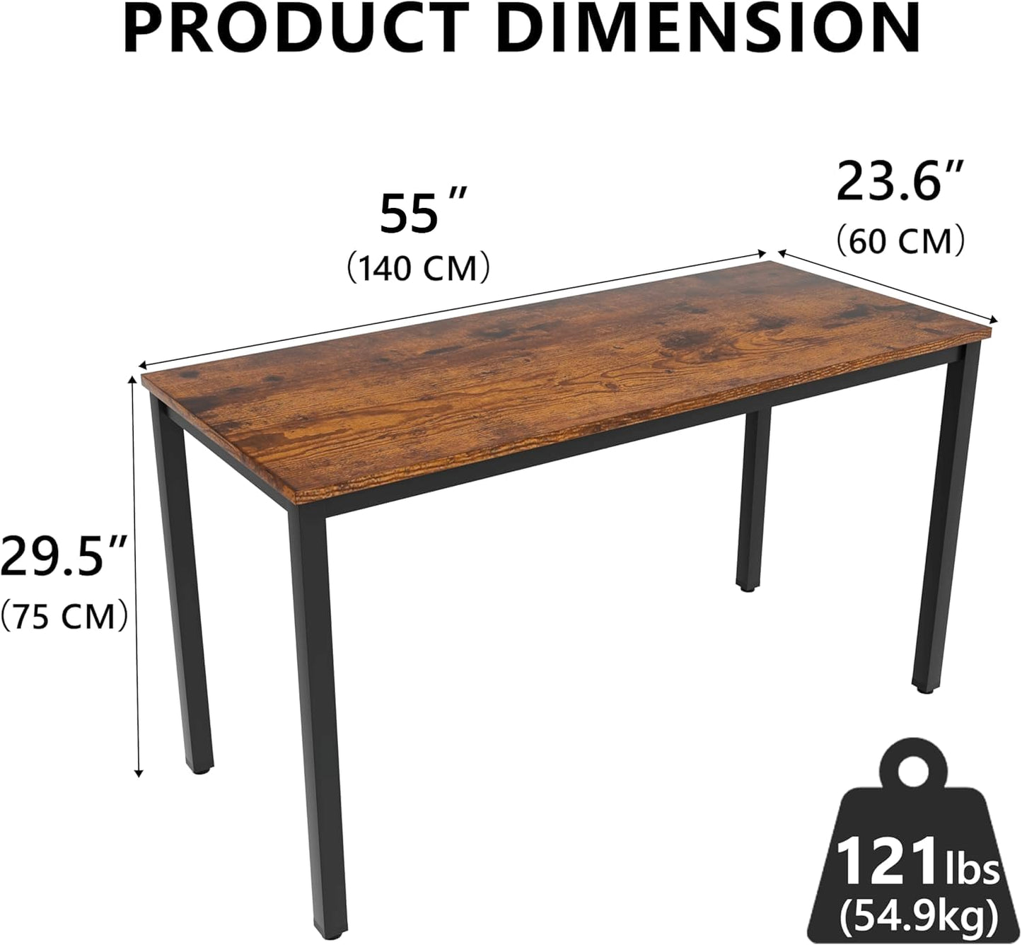 NewBeth Computer Desk for Small Space,Modern Simple Laptop Desk,Computer Table Study Writing Desk for Home Office,Dining Room,Living Room (Brown, 55.12 * 23.62in)