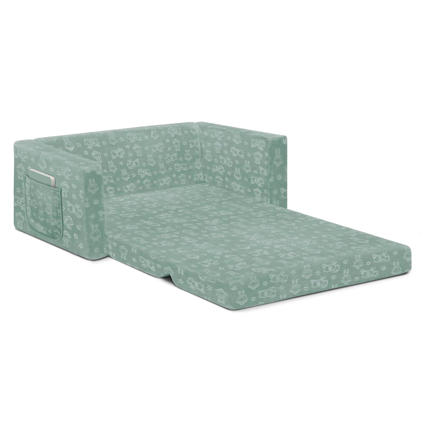 Delta Children - Serta Perfect Sleeper Kids 2-Seater Sofa, Convertible 2-in-1 Flip Open Toddler Couch Sleeper, Foam Chair for Playroom & Bedroom, Bed Lounger, Comfy Play Sleeping Lounge Chair, Sage