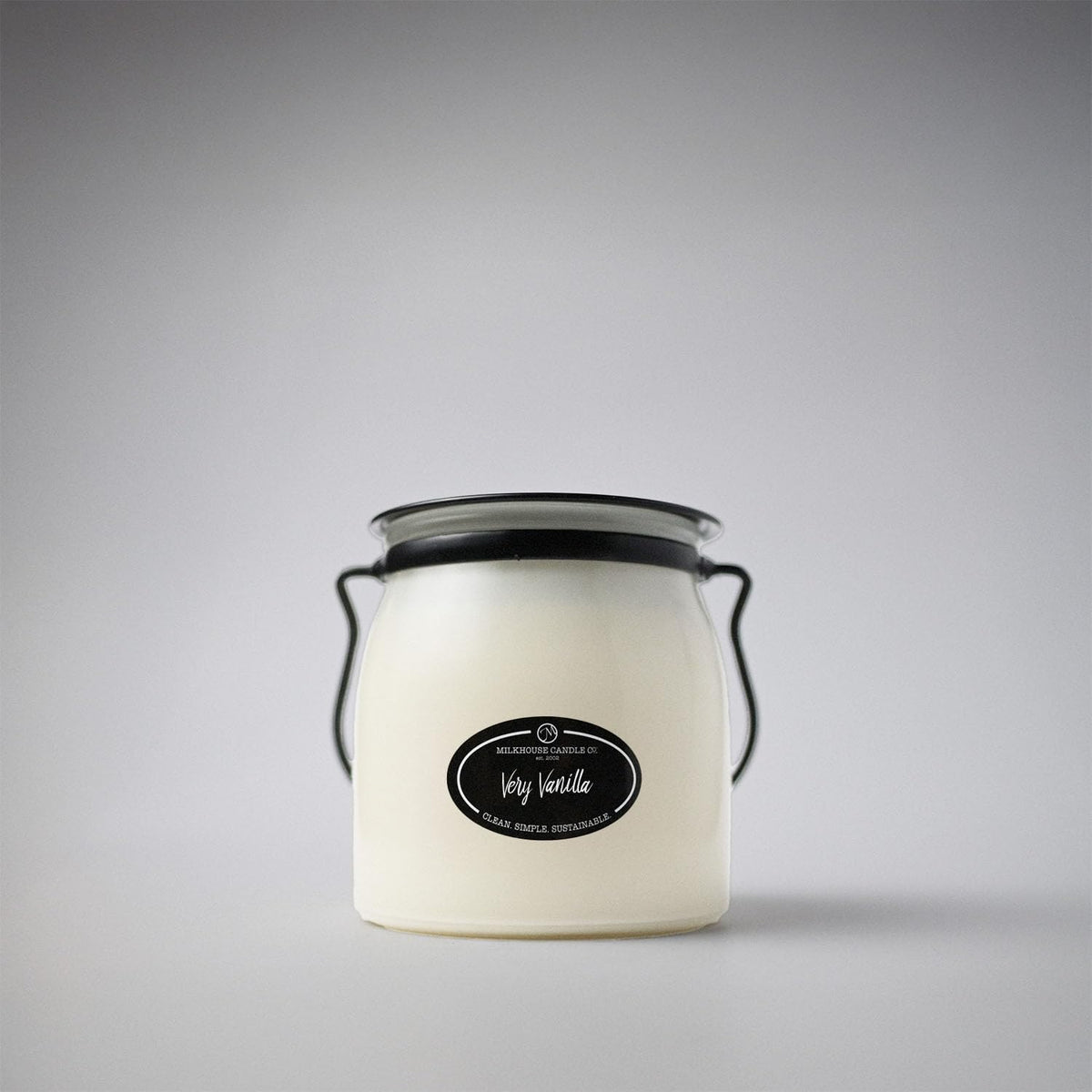 Milkhouse Candle Company Very Vanilla Soy Candle - Buttery | Vanilla | Cream Scented - 16 oz Butter Jar with Lid, 65+ Hour Burn Time, Made in the USA