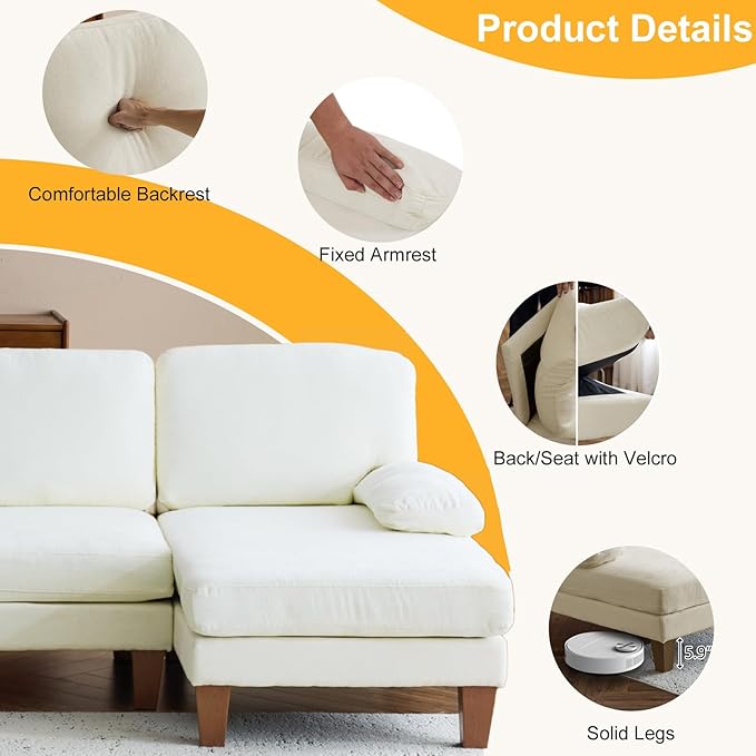 Karl home 111" Sectional Sofa U-Shaped 4-Seat Couch