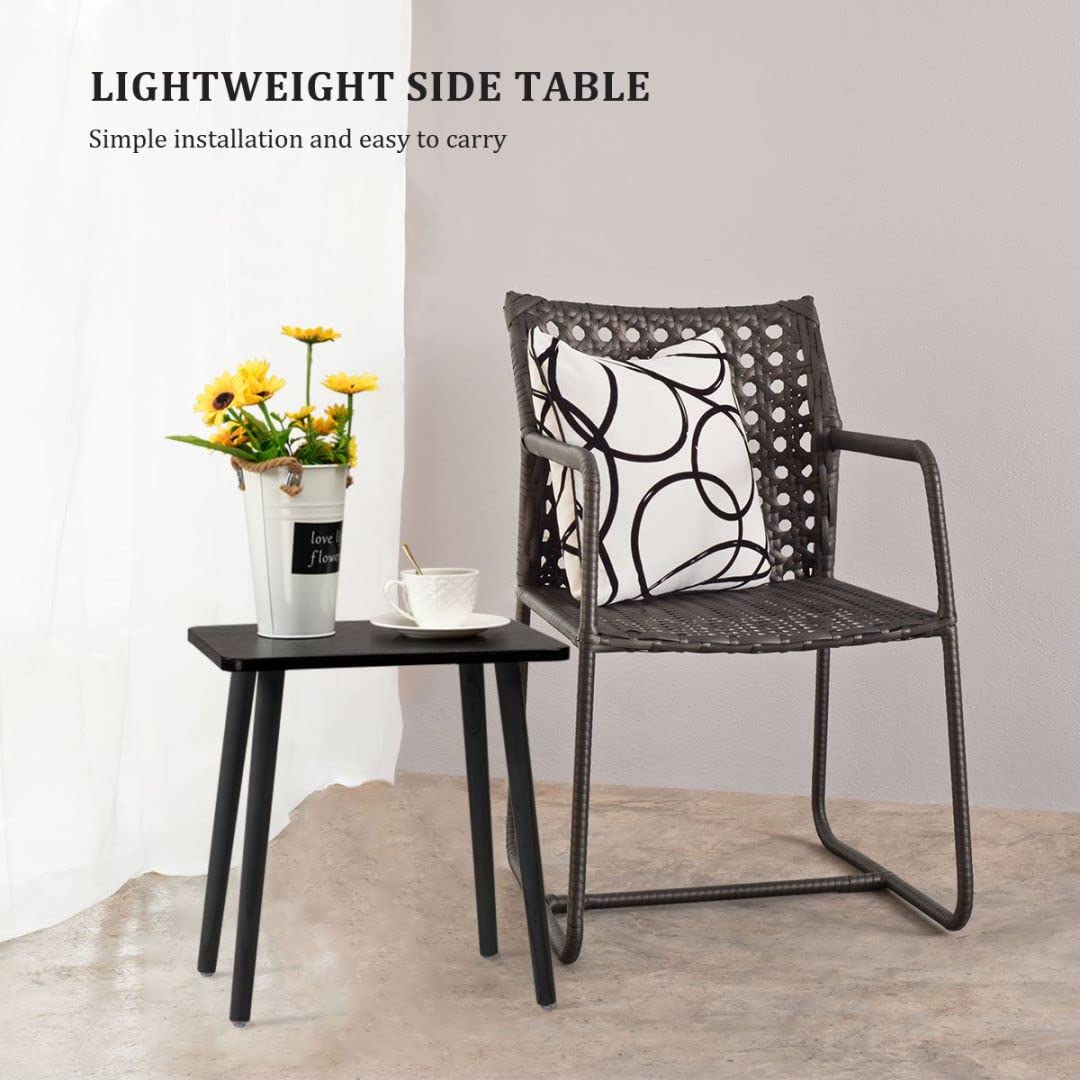 FORAOFUR Side Table, Modern Accent End Table with Wooden Legs, Easy to Assemble Mini Living Room Table for Sofa Bedroom, Minimalist Black Furniture for Small Apartments and Limited Spaces