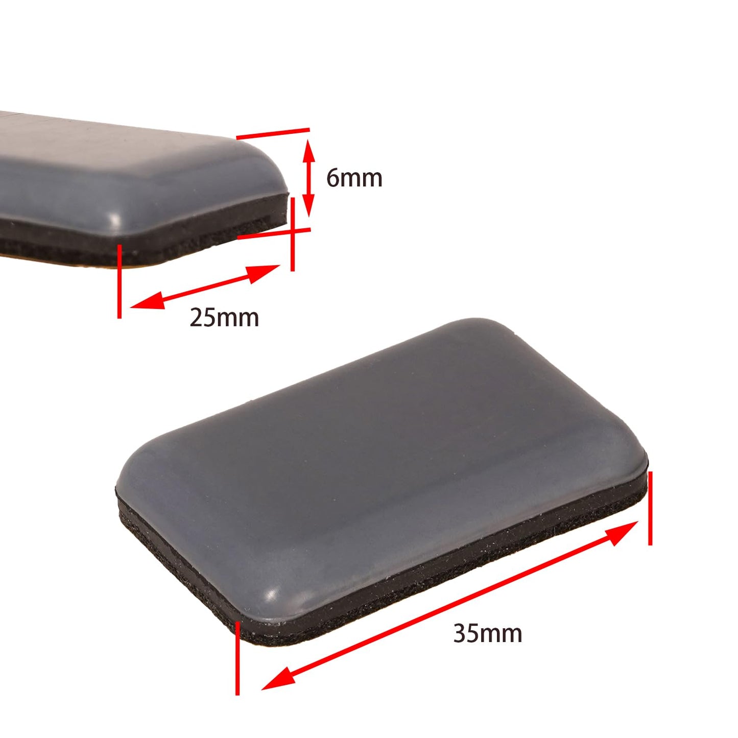 Zinkebol 8 pcs Adhesive PTFE Furniture Sliders - Rectangle Self-Stick Pads for Wood Floors, Tile, Carpet, Scratch-Free Moving, 35 x 25 mm