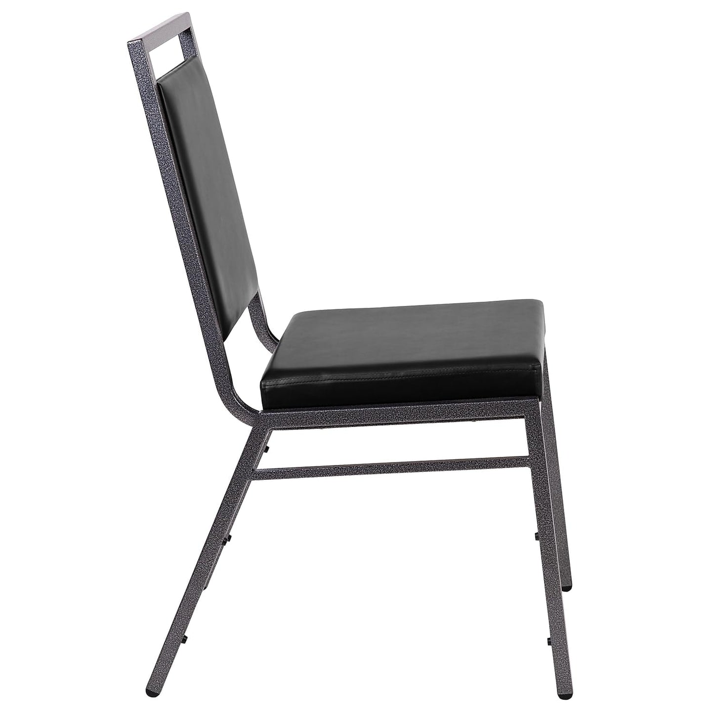 Flash Furniture HERCULES Series Square Back Stacking Banquet Chair in Black Vinyl with Silvervein Frame