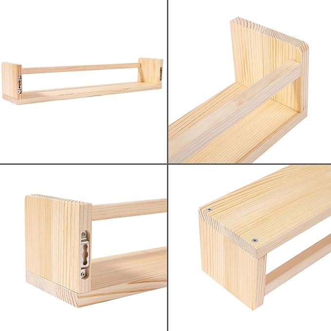 AZSKY Nursery Book Shelves 24 Inch Rustic Natural Wood Floating Shelves