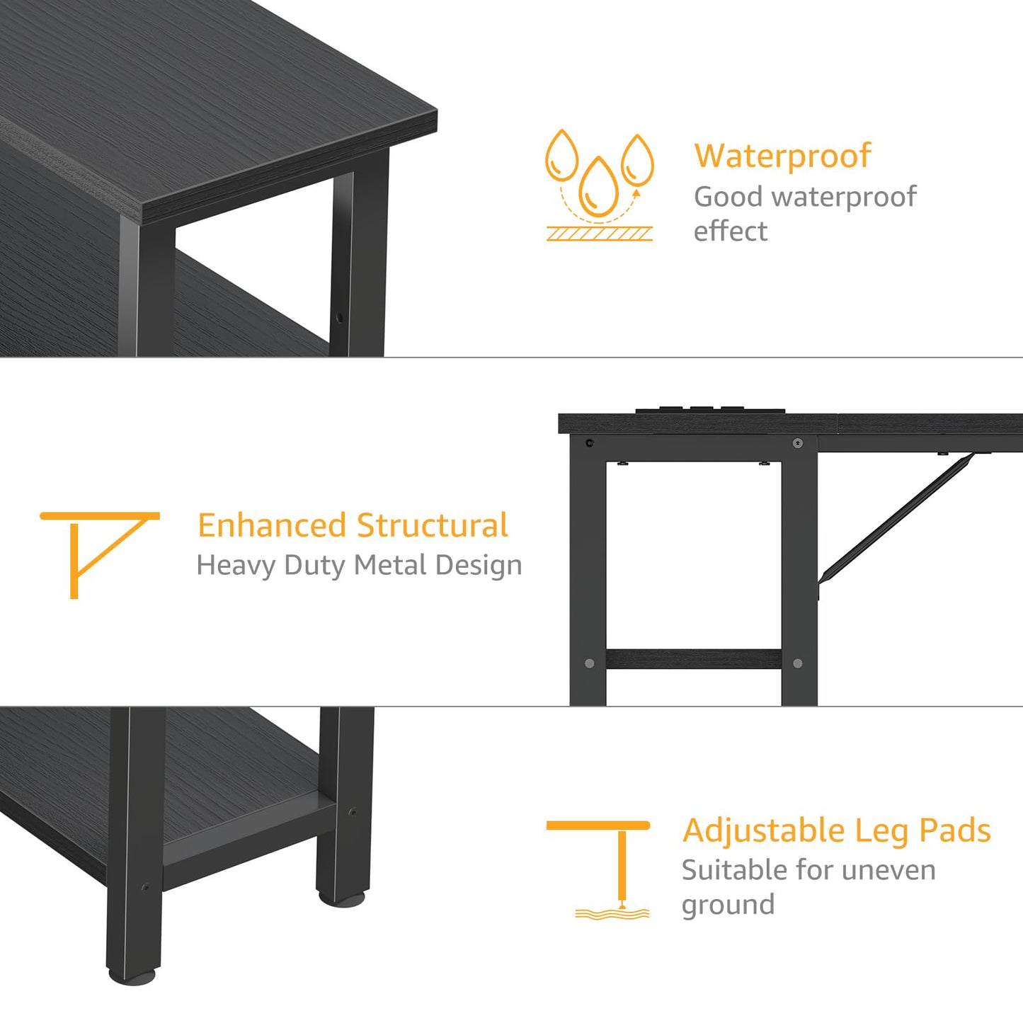DLisiting Small L Shaped Gaming Desk with Shelves, 40 Inch Small Corner Computer Gaming Desk for Boys Teens Bedroom, Study Work PC Desks for Home Office Bedroom, Black