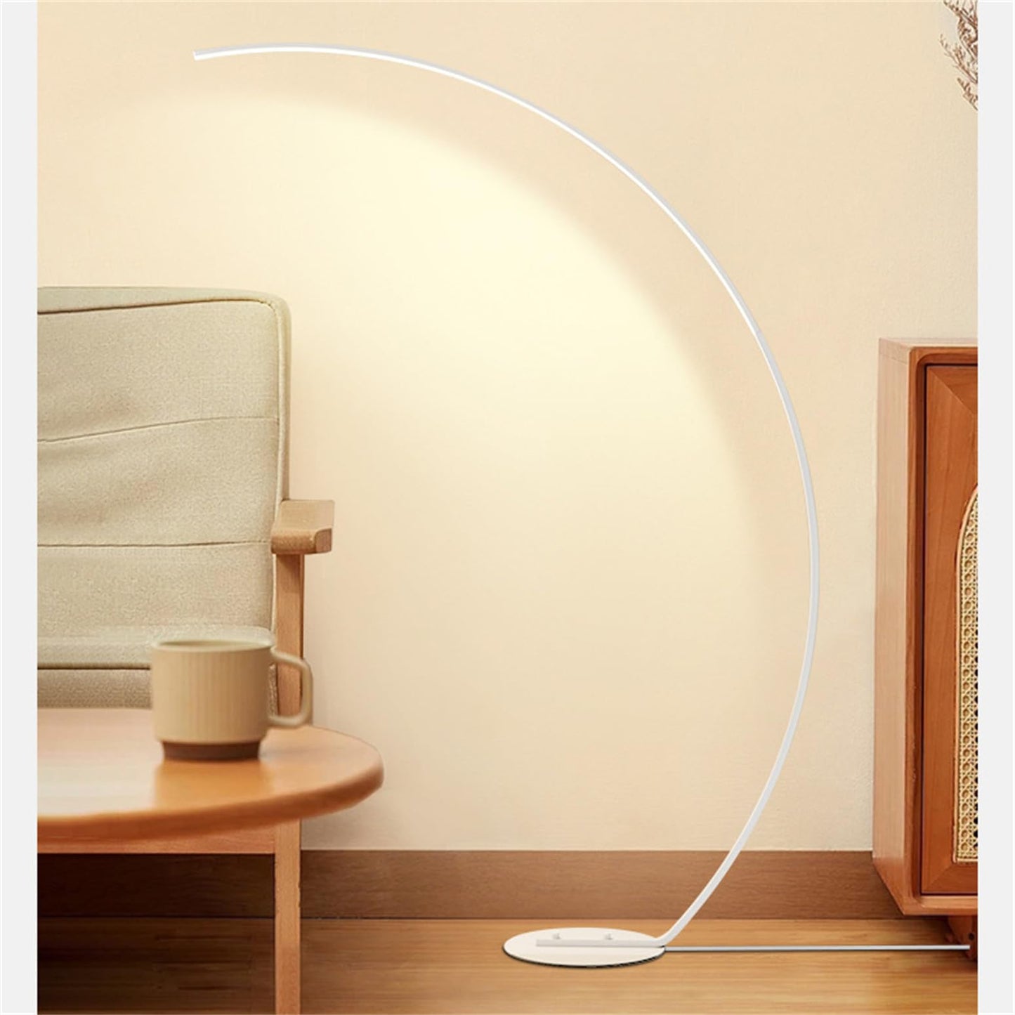 GKOKG Floorps,with Table Modern Arc Floorp 170Cm Tall Standingp with Remote, 3 Color Temperature & Stepless Arched Readingp, Led Archps for Livir