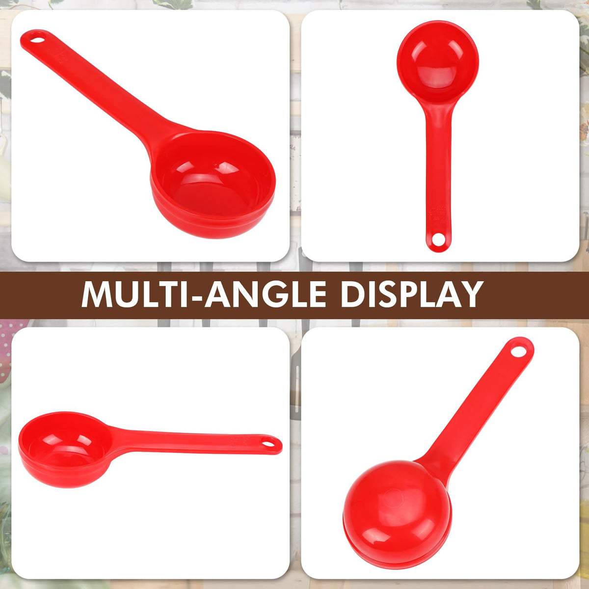 Teenyyou 10 Pcs 2 oz Foodservice Products Measure Spoon with Short Handle Measuring Scoop Miser Food Grade Solid Portion Control Spoon for Oatmeal Creatine Coffee Grains Spices Powders(Red)