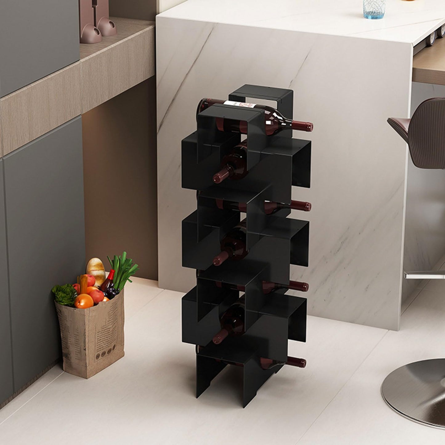 1-12-Tier Wine Racks Free Standing Mini Bar Drinks Cabinet for Home Bar Living Room Bedroom Kitchen, Stacked Wine Stand, Freestanding Creativity Modern Small Holder