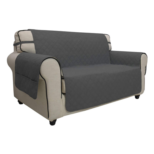 Easy-Going Sofa Slipcover Loveseat Cover Waterproof Couch Cover Washable Sofa Cover for 2 Cushion Couch Non-Slip Fabric Furniture Protector with Pocket for Pets Kids Dog Cat (Loveseat, Dark Gray)