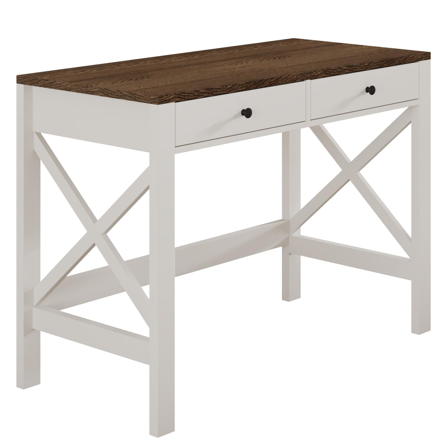 ChooChoo Computer Desk Study for Home Office, Modern Simple 40 Inches Desk with Drawers, Makeup Vanity Console Table, Soft White