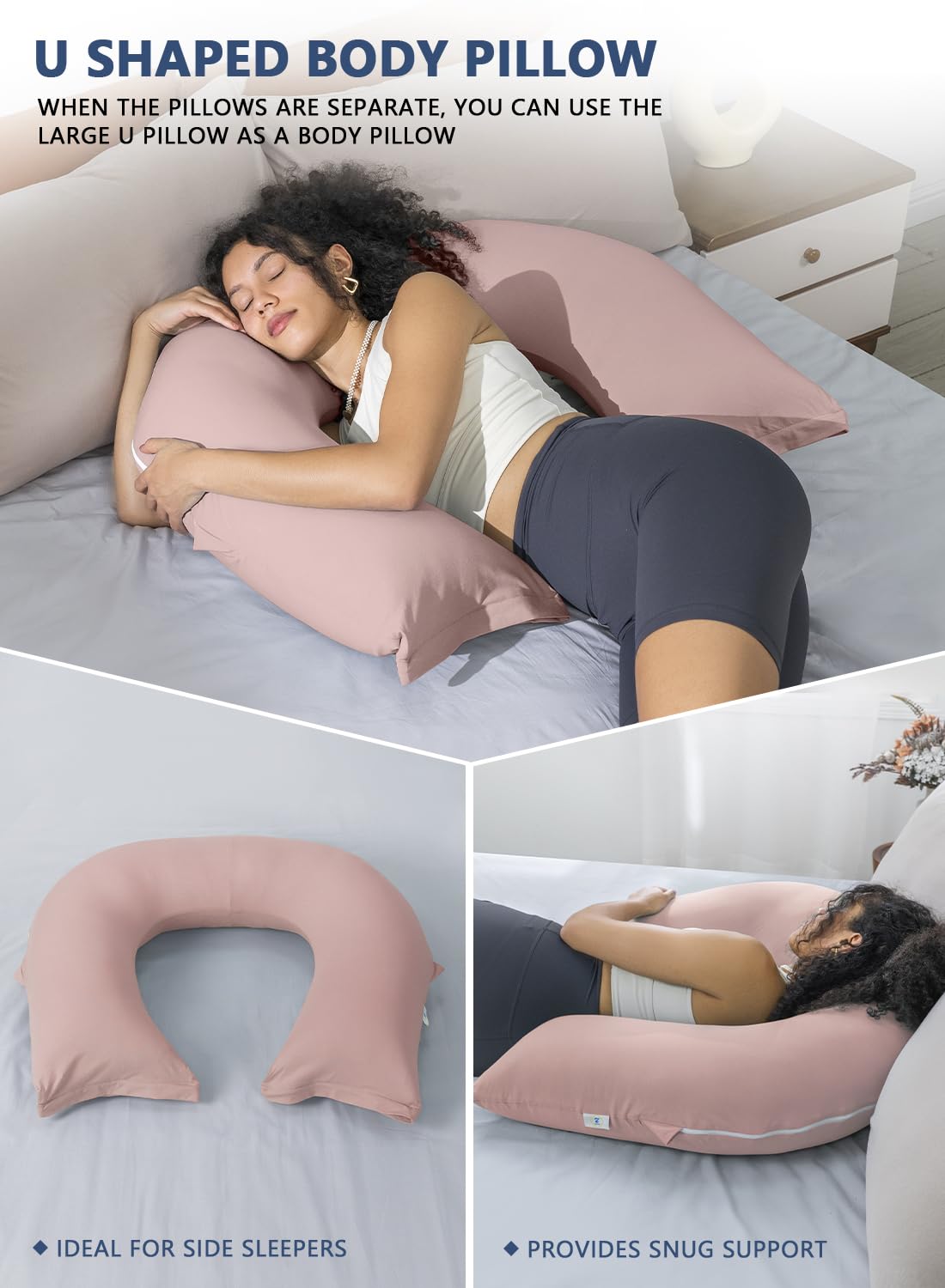 INSEN Reading Pillow, Back Pillow for Sitting in Bed for Reading, Nurse & Relax, Reading Pillow for Adults, Moms & Kids, Sit Up Pillow for Bed, Natural Pink