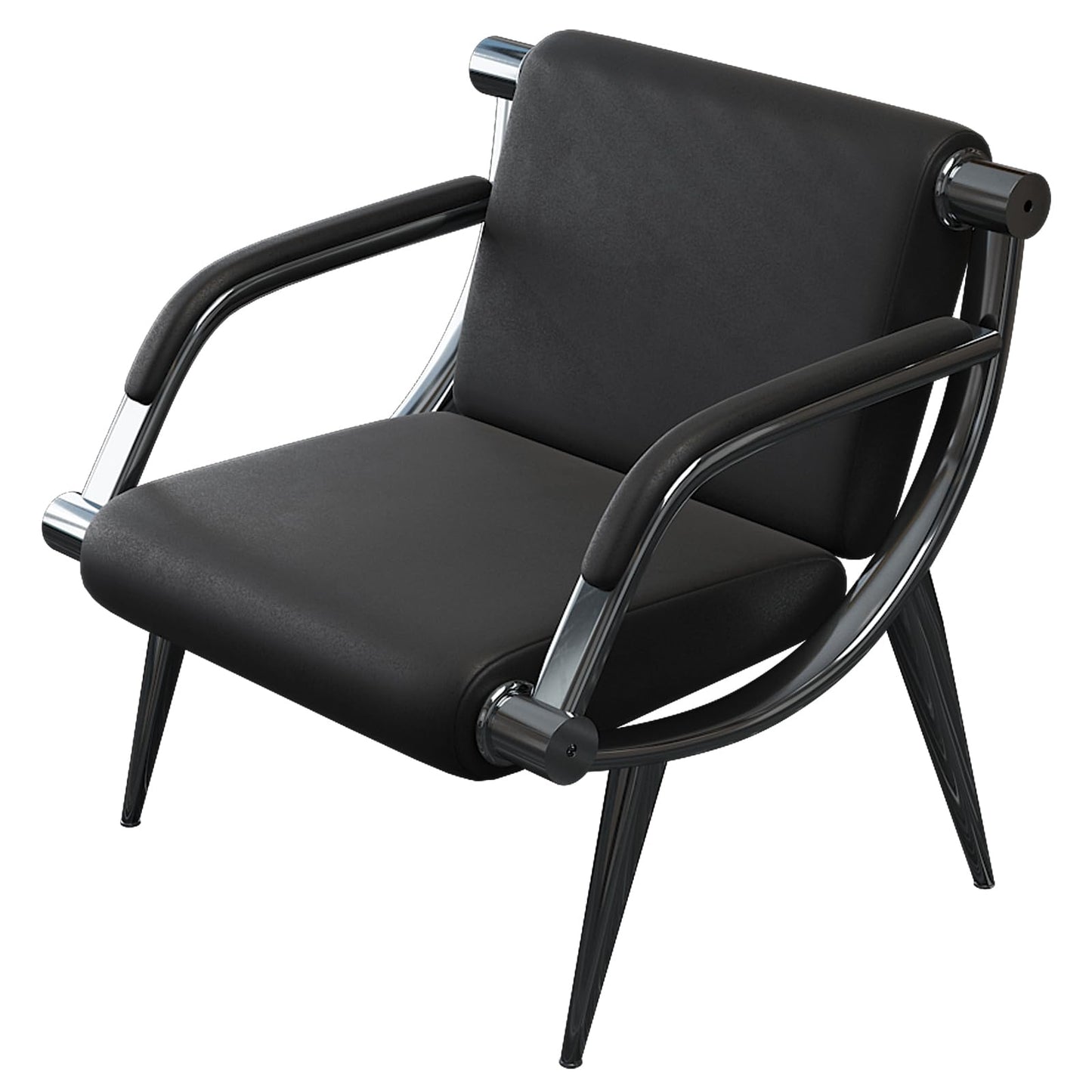 wonline Waiting Room Chair with Armrest Black PU Leather Office Furniture, Office Guest Seating Lobby Conference Reception Chairs for Airport Clinic Hospital Bank Salon Barber(Black)