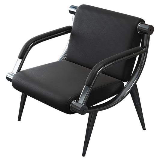 wonline Waiting Room Chair with Armrest Black PU Leather Office Furniture, Office Guest Seating Lobby Conference Reception Chairs for Airport Clinic Hospital Bank Salon Barber(Black)