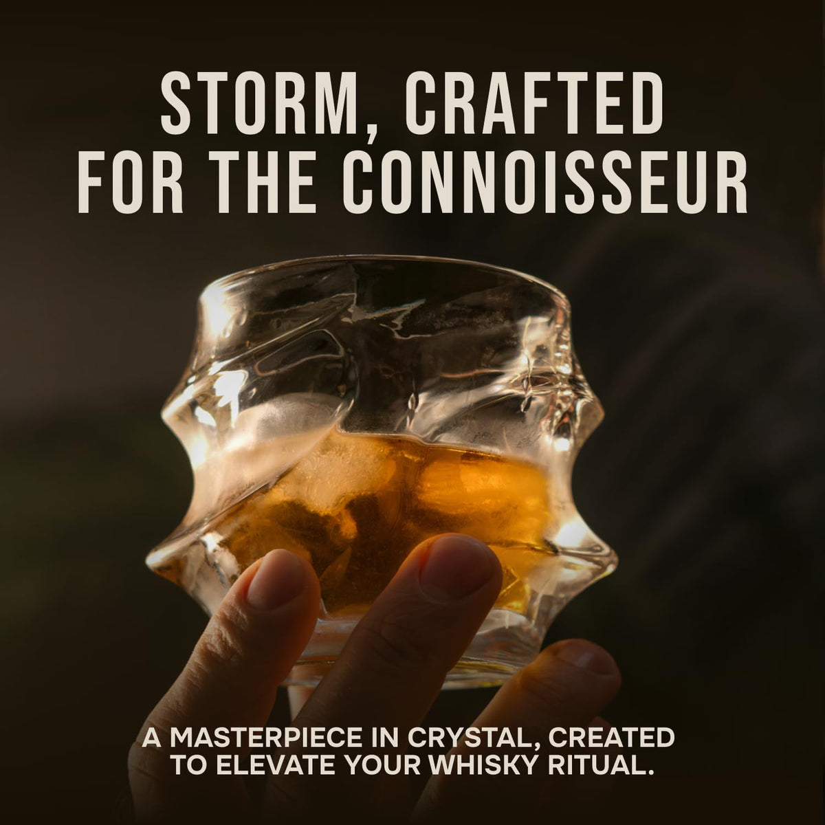 TSUKIGLASS® Storm Premium Japanese Crystal Whiskey Glasses Set of 4 - Gift Ready Box, 100% Ultra Clarity Lead-Free Crystal, 10oz Tumblers for Bourbon, Scotch & Cocktails, Luxury Gift for Father's Day
