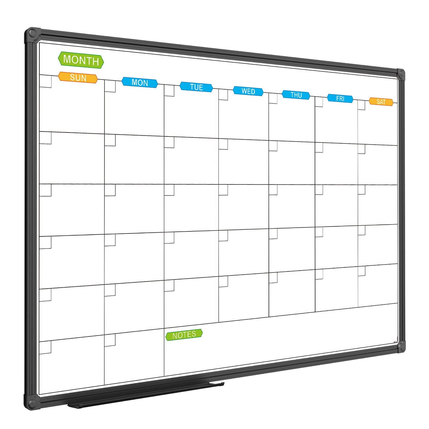 JILoffice Dry Erase Calendar Whiteboard - Magnetic White Board Monthly 36 x 24 Inch, Black Aluminum Frame Wall Mounted for Office Home and School