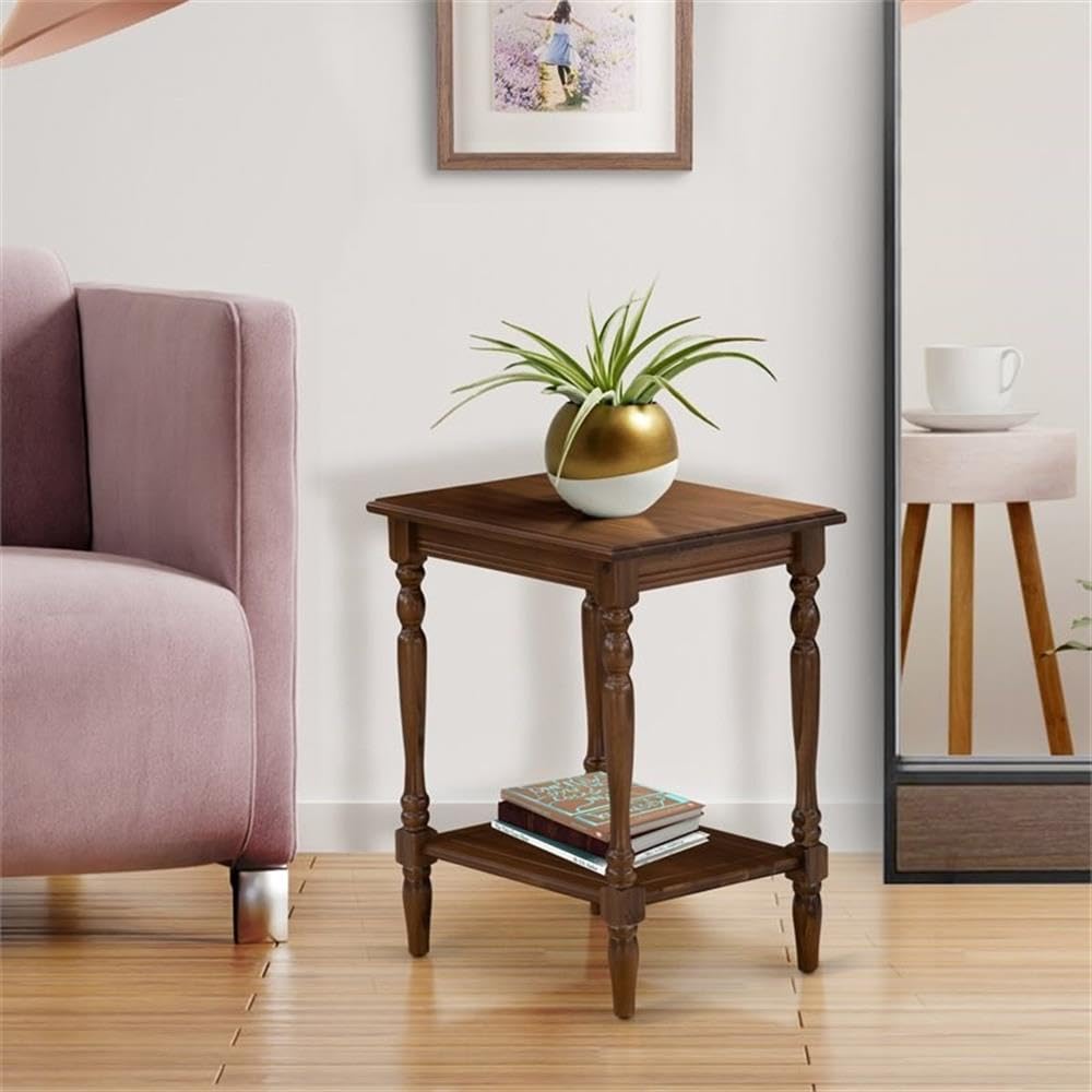 East West Furniture BF-08-ET Bedford Modern End Table - Rectangle Nightstand with Open Storage Shelf for Bedroom, 16x20 Inch Inch, Antique Walnut