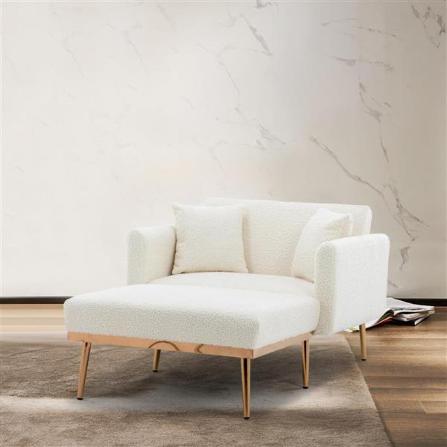 RENPINYOUX Stylish and Elegant Recliner, Armchair, Sofa Chair, Sofa Bed, Curved Edges, Thick Foam, Multi-Purpose, Suitable for Living Room, Bedroom, White