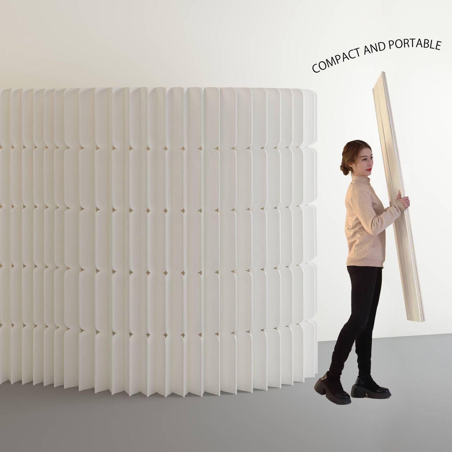 Foldable Paper Room Divider - Portable Accordion Privacy Screen, Freestanding Partition for Living Room & Home Office, Easy to Assemble as Room Divider or Backdrop Wall (H78.7in * L118in)
