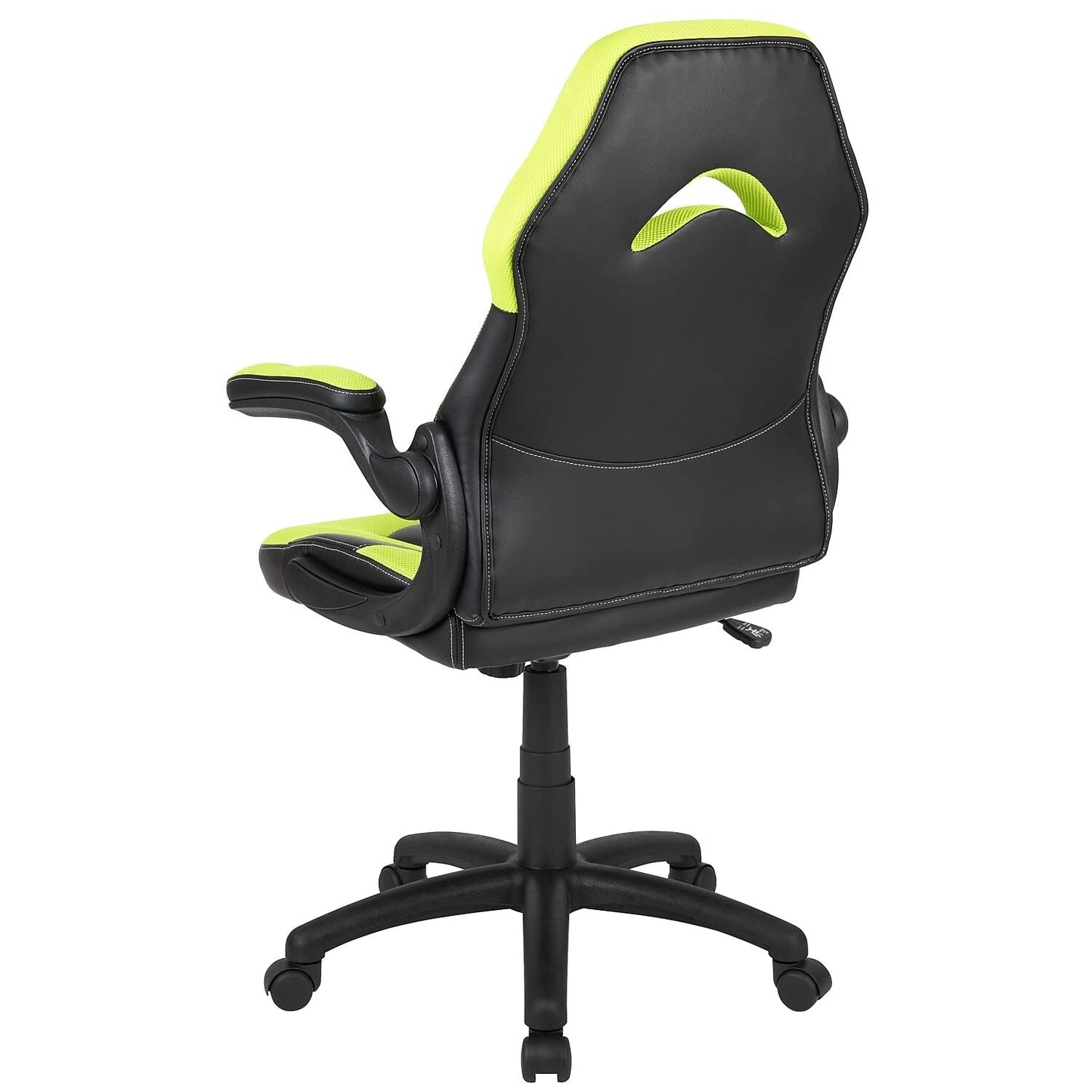 Flash Furniture X10 Gaming Chair Racing Office Ergonomic Computer PC Adjustable Swivel Chair with Flip-up Arms, Neon Green/Black LeatherSoft