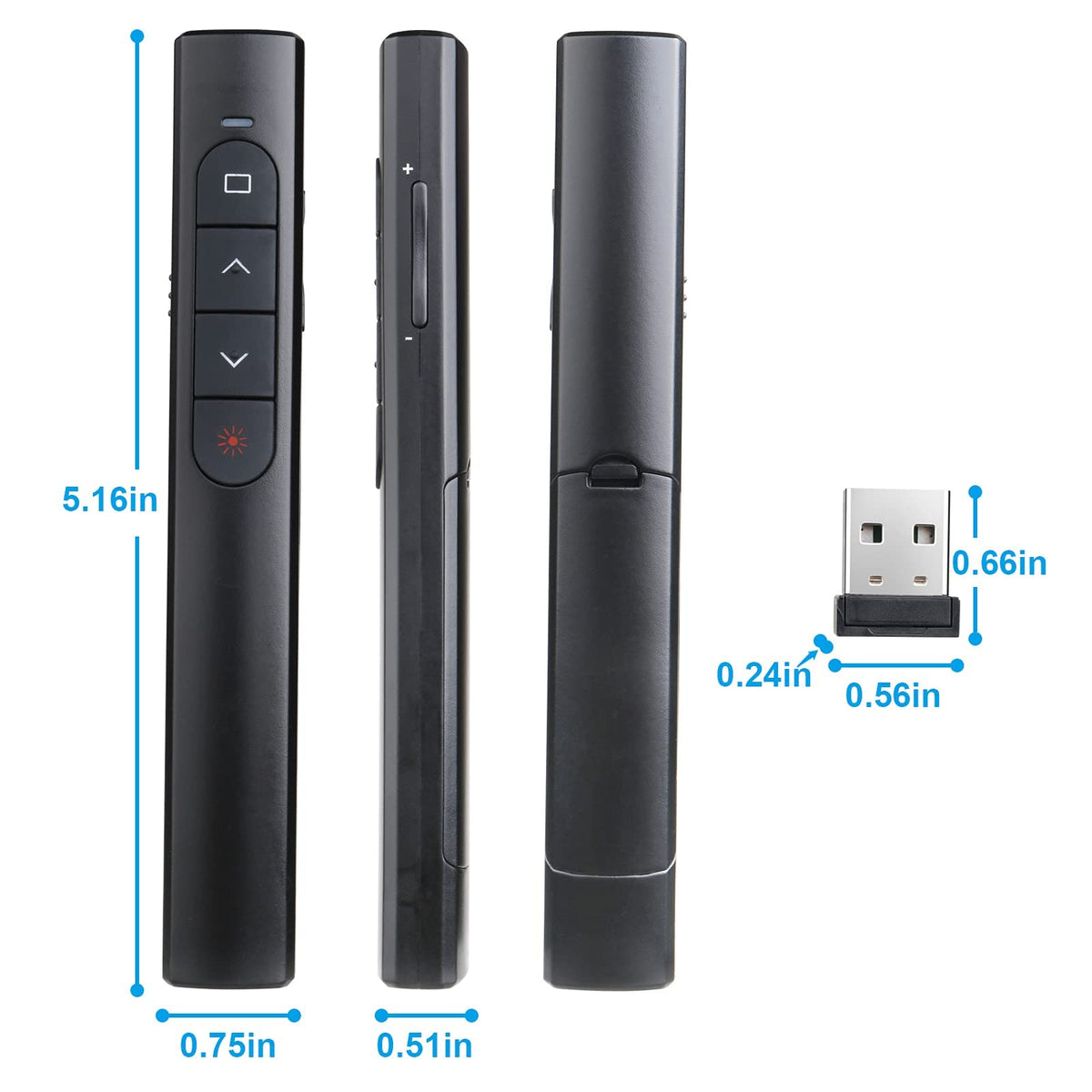 （4 Units） Wireless Presenter Remote, Presentation Clicker with Hyperlink & Volume Remote Control PowerPoint Office Presentation Clicker for Keynote/PPT/Mac/PC/Laptop