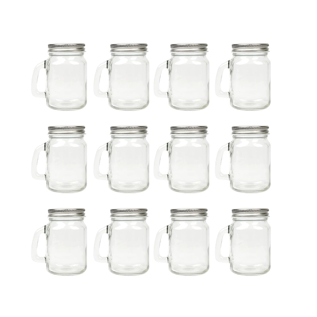 Homelike Style 4 oz Mini Mason Jar Mugs with Handle, Small Glass Jars with Airtight Metal Lids, 12 Pack Empty Glass Mugs for Gift Party Wedding Candle and Favor