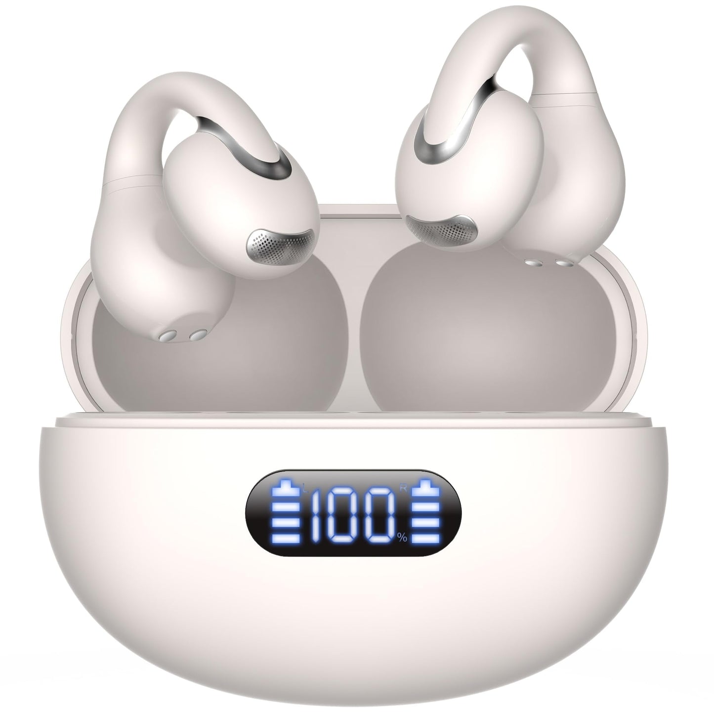 Language Translation Earbuds Real Time, IAMJOY Language Translator Earbuds Open Ear Clip-On Earbuds, Audifonos Traductores Inglés Español Language Translator Device with APP for Travel Study, White