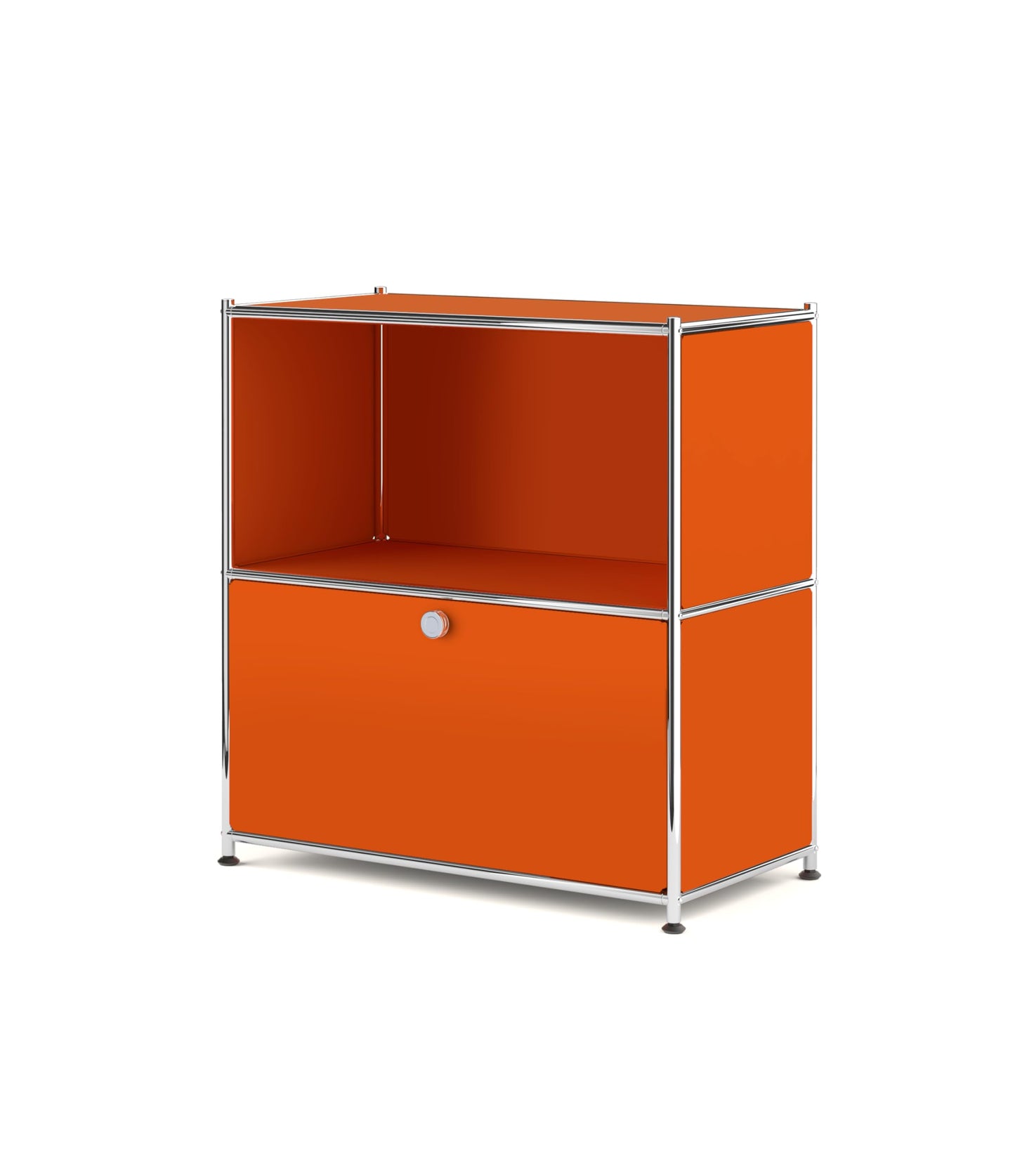 Simplink 32.5-Inch Flip-Top Side Table & Buffet Cabinet with Detachable Wheels, Ample Storage, DIY Corner Bookshelf, Wall Shelf, Cube Organizer, Bedside Table – Modern Home Decor, Orange