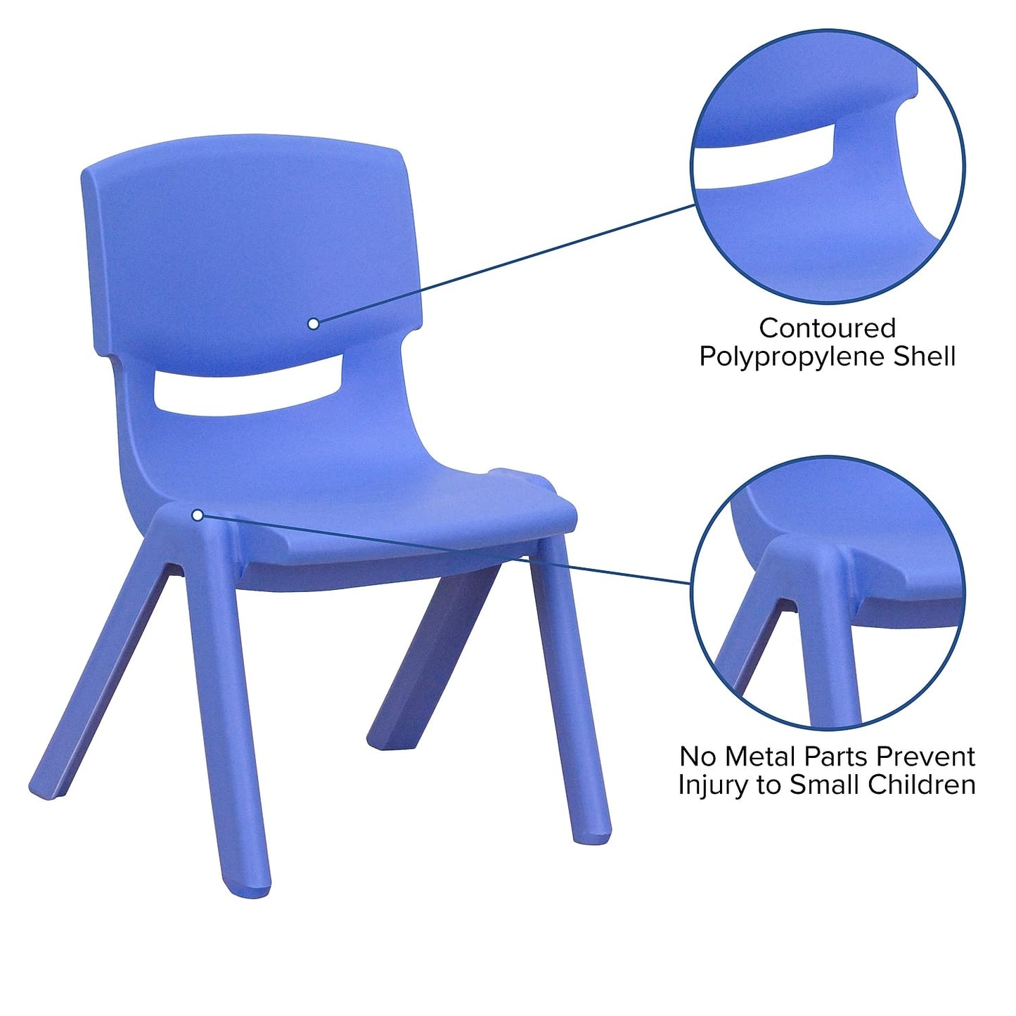 Flash Furniture Whitney 10 Pack Blue Plastic Stackable School Chair with 10.5'' Seat Height