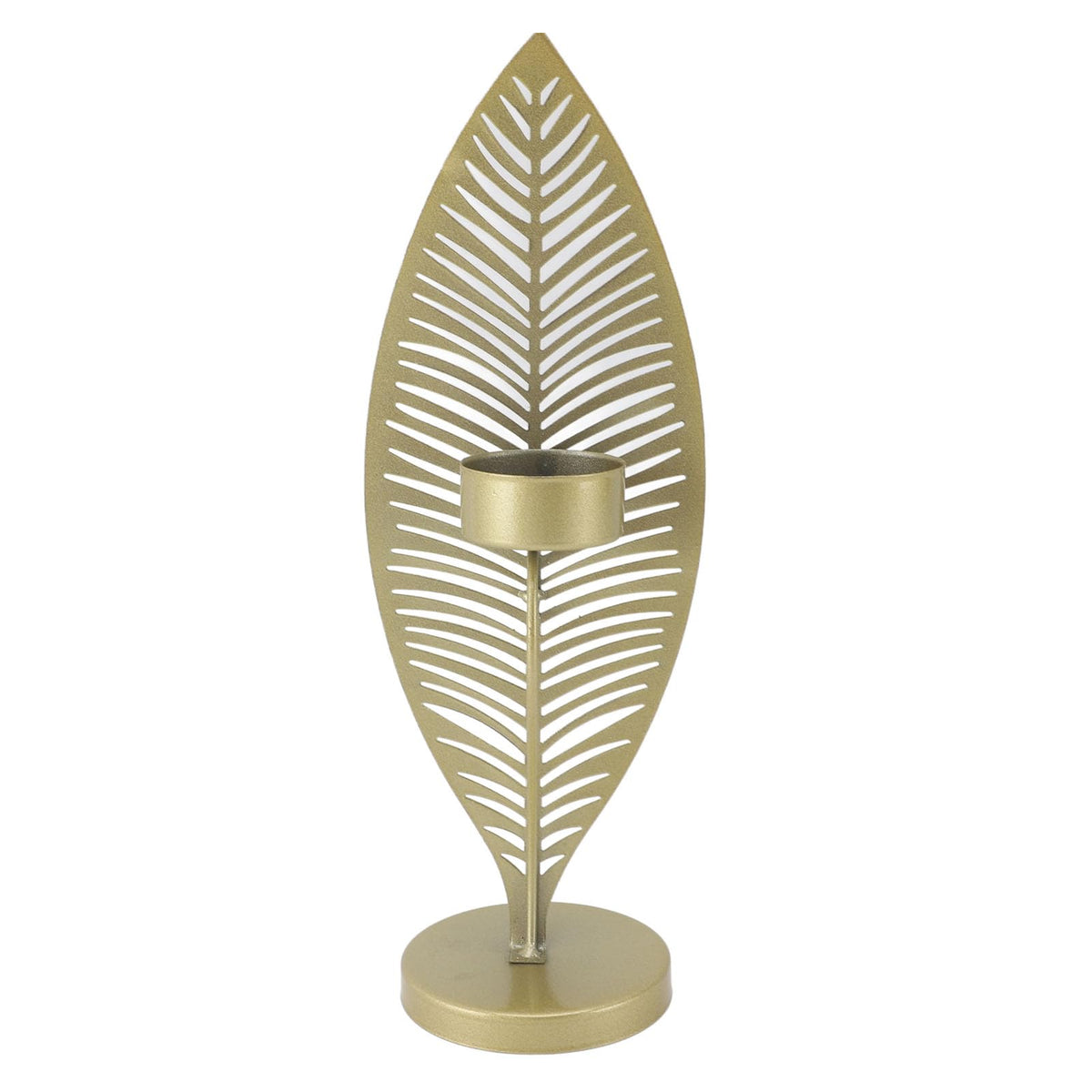 Iron Leaf Candle Holder, Minimalist Wrought Iron Candlestick Stand, Unique Leaf Shape Metal Candle Holder with Nordic Design for Dining Room Home Decor (Gold)