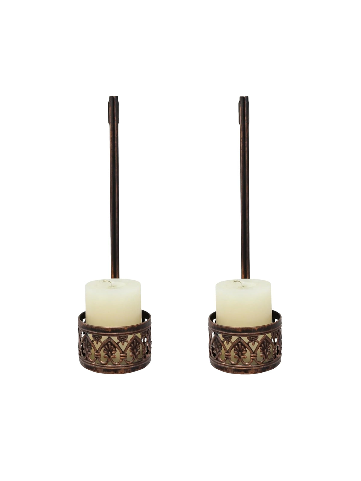 Wall Candle Sconces Set of 2, Antique Bronze Filigree Wall Mounted Candle Holder, Decorative Metal Candle Sconce for Living Room, Farmhouse, Fireplace, Gothic Home Decor (Shape-1)