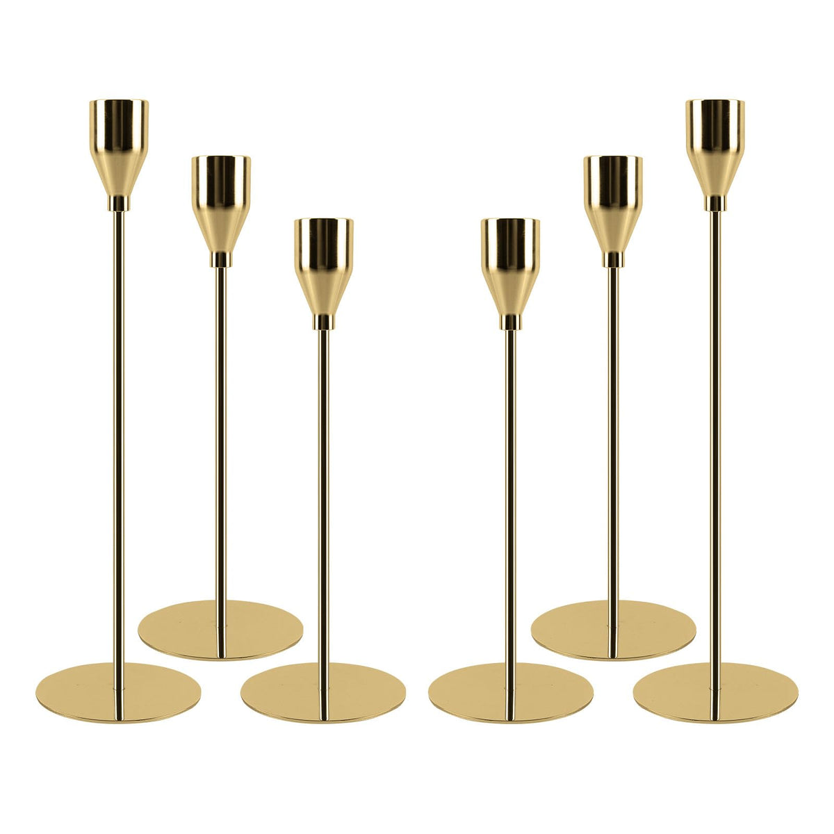 AUMAYCO Gold Candle Holders Set of 6, Metal Taper Candle Holders, Tall Gold Candlestick Holders, Fits 2.2cm Thick Candle&Led Candles, for Table Centerpiece, Mantels, Weddings, Dining, Party